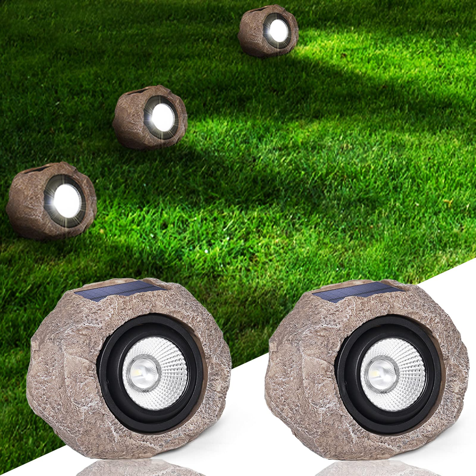 Dgscak Solar Powered Outdoor Lights - 2 Pack Super Bright Ip65 Waterproof Garden Spot Lights