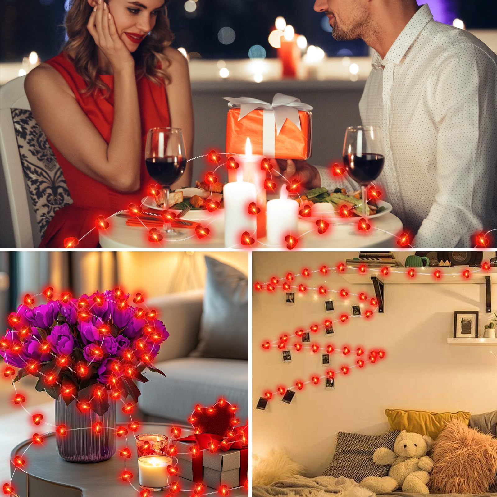 chzk 4 Pack Fairy Lights 7Ft 20 LED Twinkle String Lights Battery Operated Waterproof Red A01-Mini