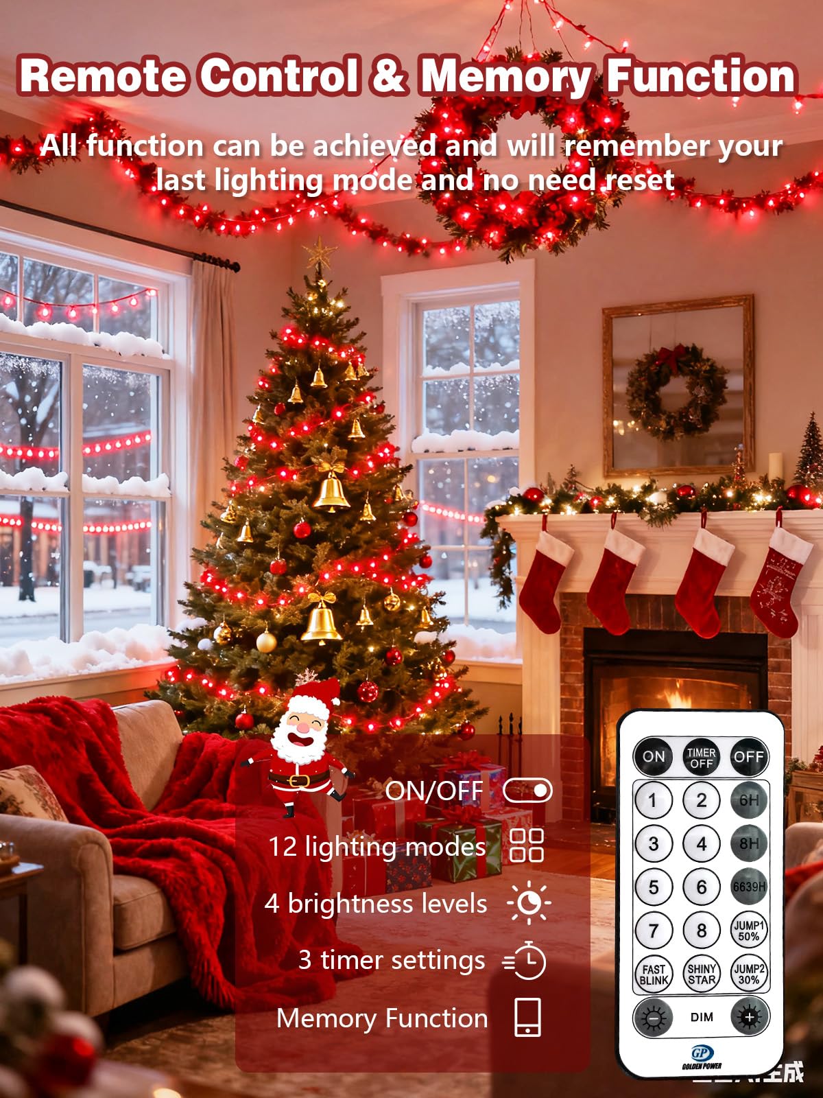 Voice Controlled Christmas Lights With Remote  99 Ft 300 Led String Lights Indoor Outdoor With 12 Modes 3 Timers  Dimmable Twinkle Light Plug In Waterproof For Xmas Tree Yard Party Decorations  Red