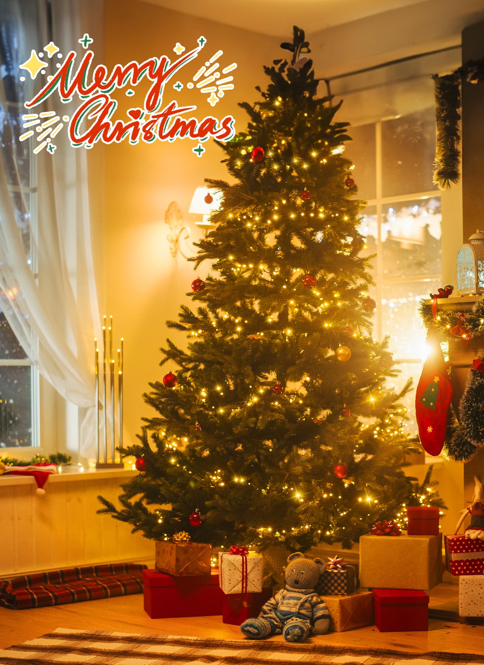 Minetom Christmas Lights, 128Ft 400 Led Outdoor Christmas Tree Lights With Remote, 8 Modes Christmas String Lights Plug-In Mini