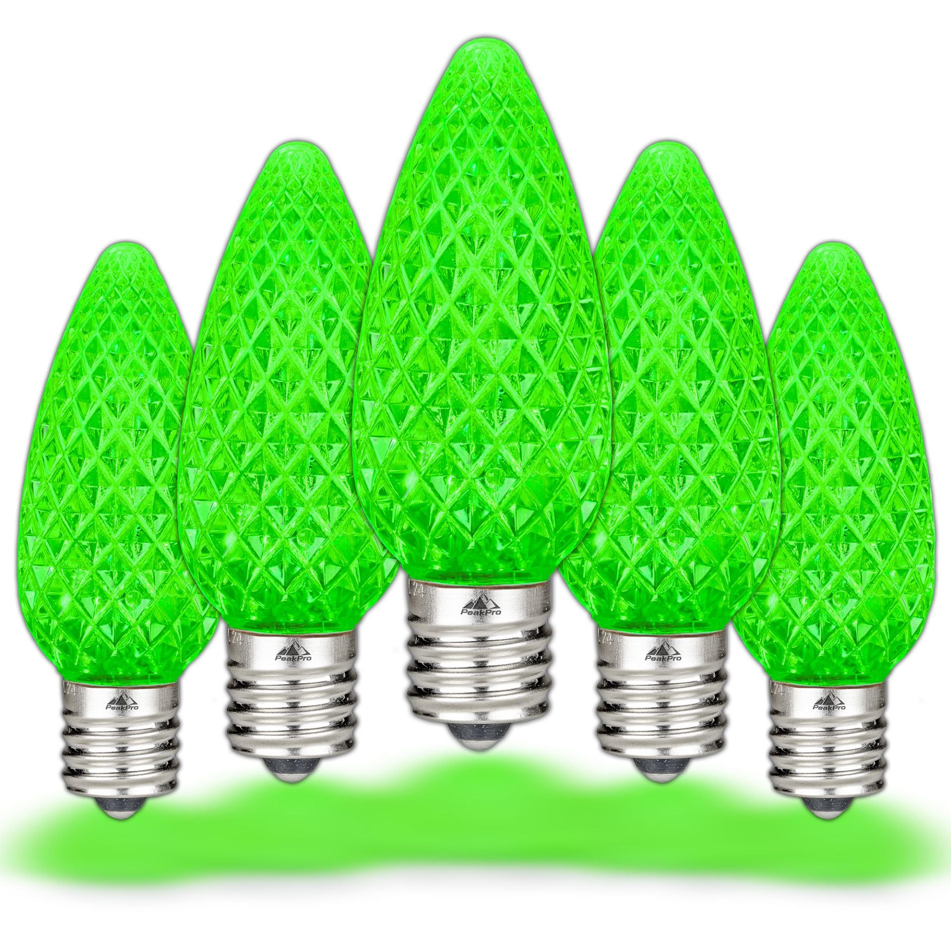 Novelty Lights 250CT C9 LED Faceted Ultra Bright Dimmable Outdoor Christmas Decorative LED Replacement Bulbs (Green)