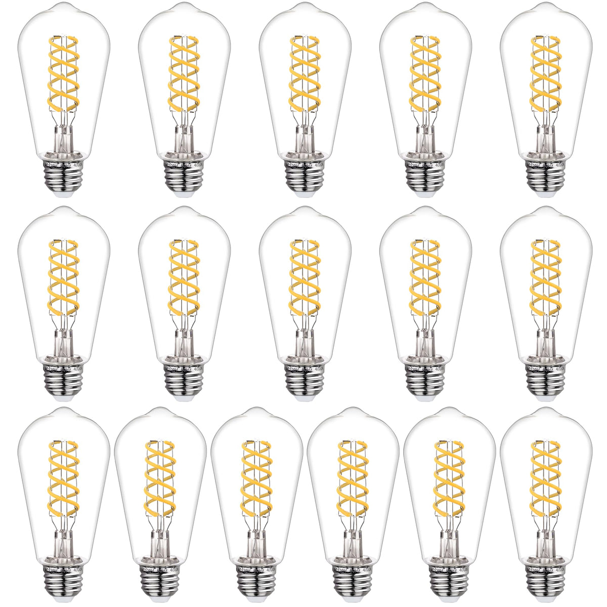 Loongpopo 16 Pack St19(St58) Vintage Led Edison Light Bulbs, Neutral White 4000K, Dimmable 600Lm, Cri 80+, 6W Equivalent To 60W,