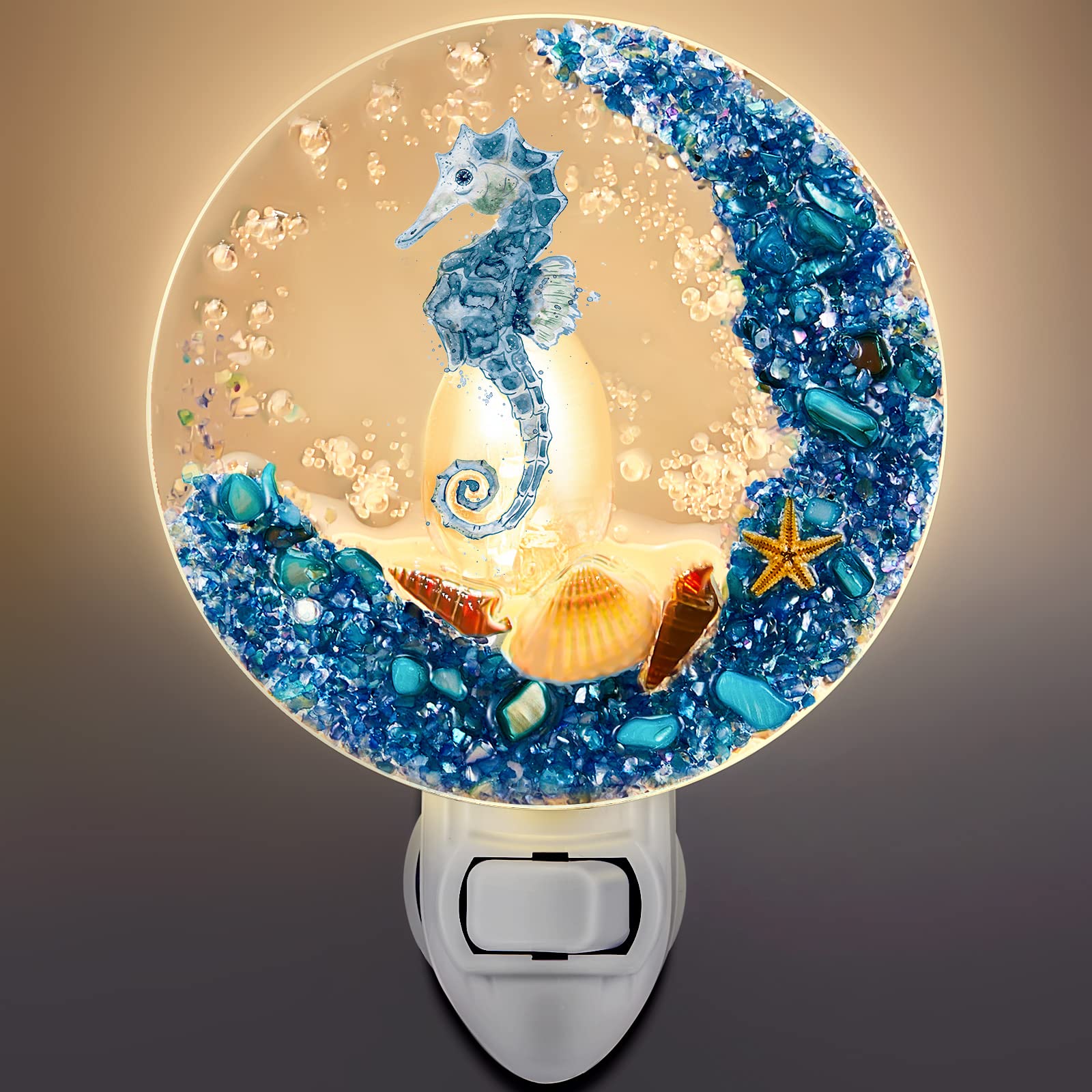 Hortsun Seashell Night Light - Ocean Sea Animal Decor, Vintage Design for Home, Bedroom, Bathroom, Multicolor