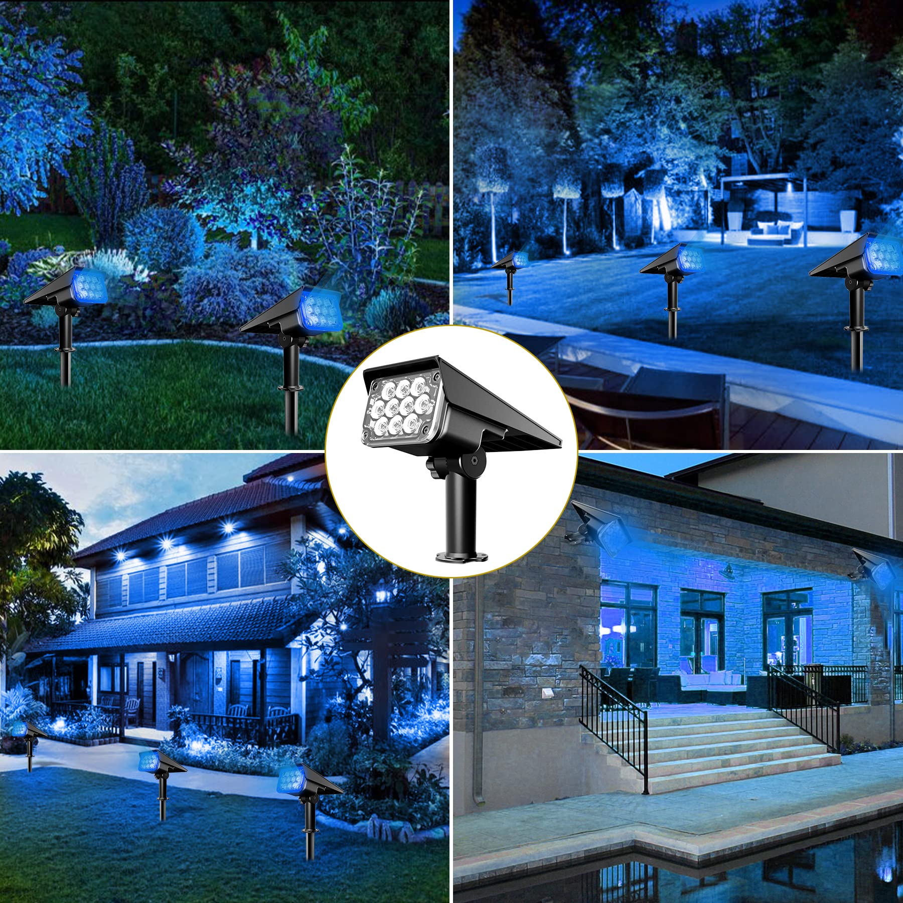 CREPOW Solar Spot Lights, 20 LEDs, IP65 Waterproof, Blue, 4 Pack, Model TS-G2202