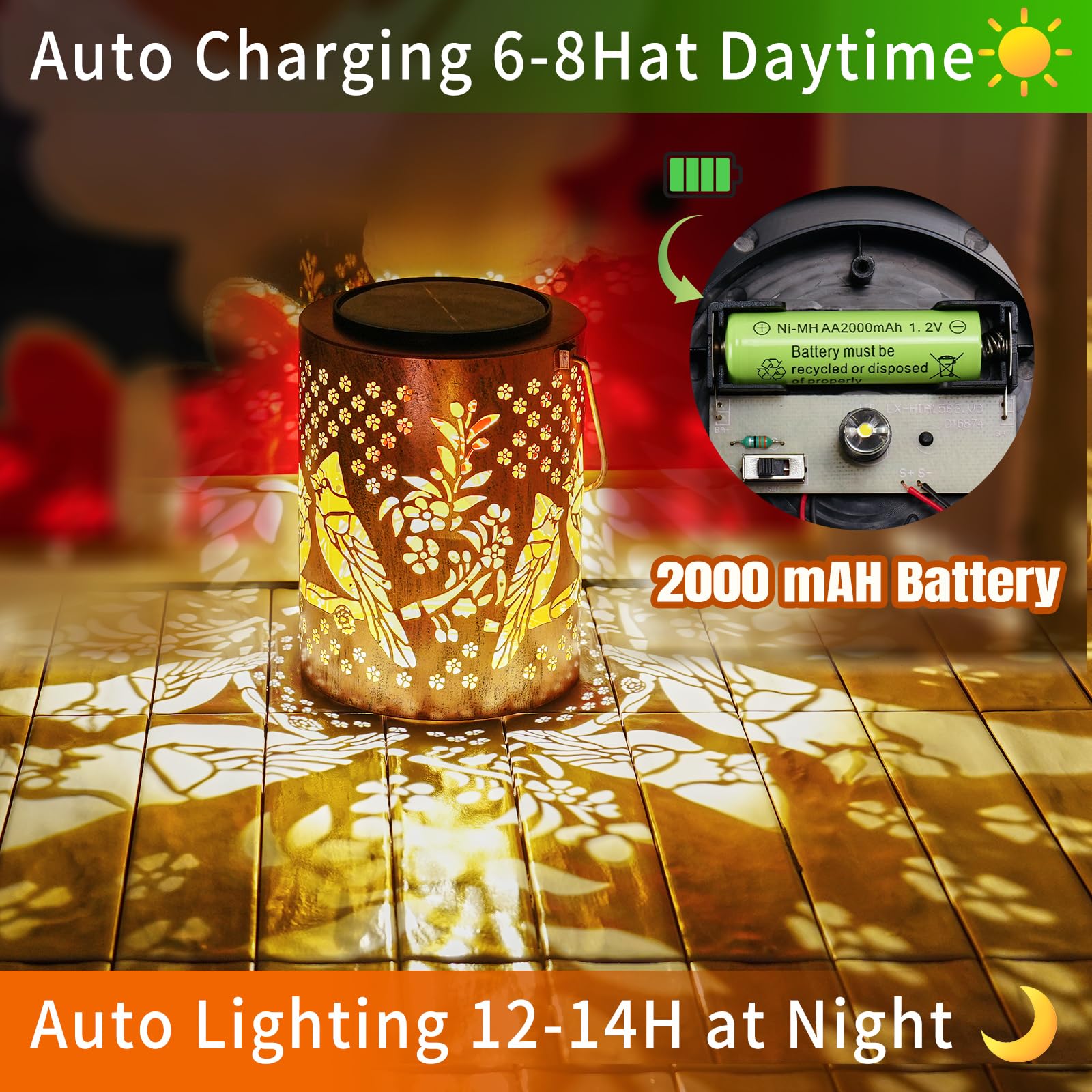 Upgraded 13.4'' Large Cardinal Solar Lanterns Outdoor With Long-Lasting 2000Mah Battery - Thoughtful Gift For Women Mom Grandma