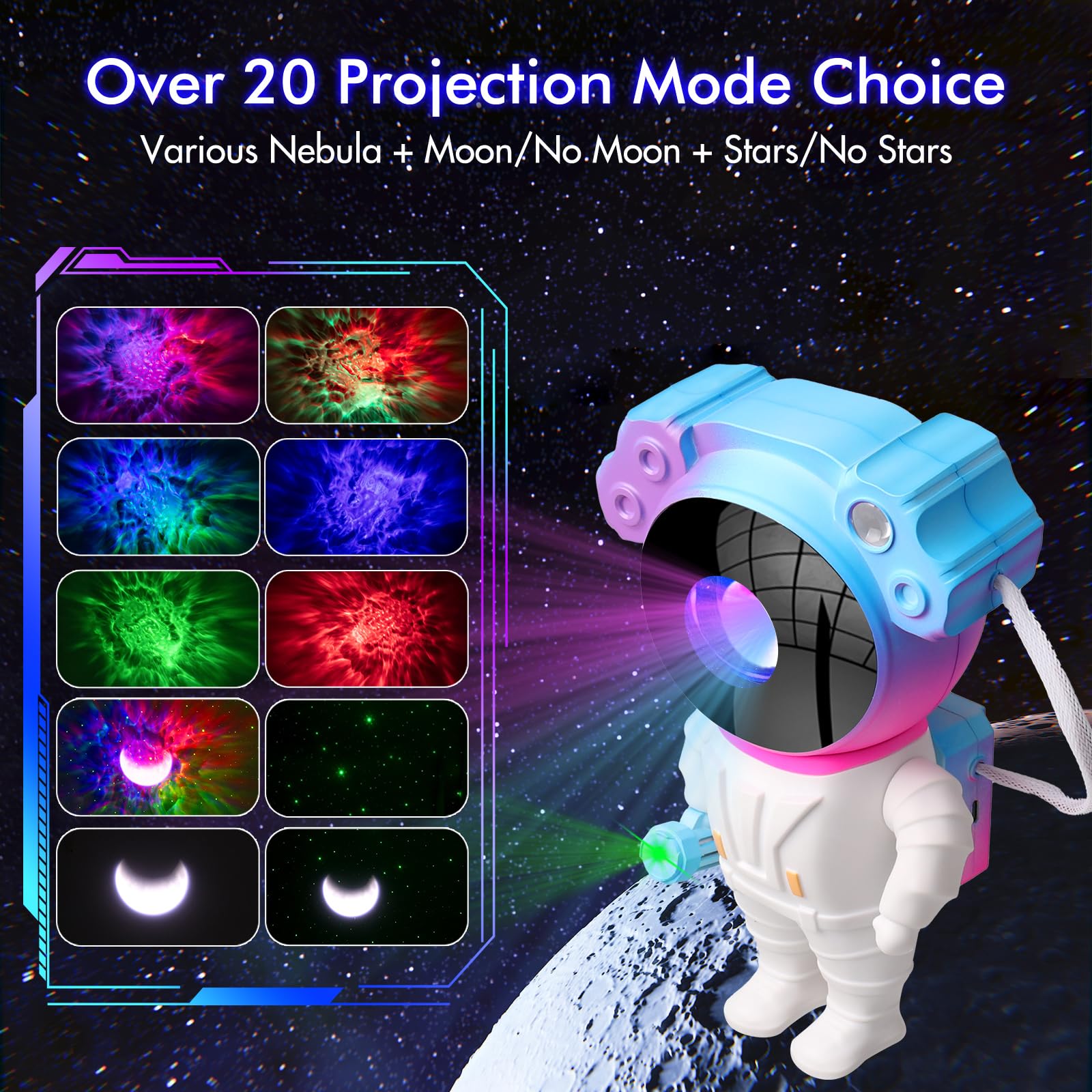 doopo Astronaut Galaxy Projector - Starry Nebula Ceiling Lamp with Timer & Remote, Gradient Design, Model XKD-15