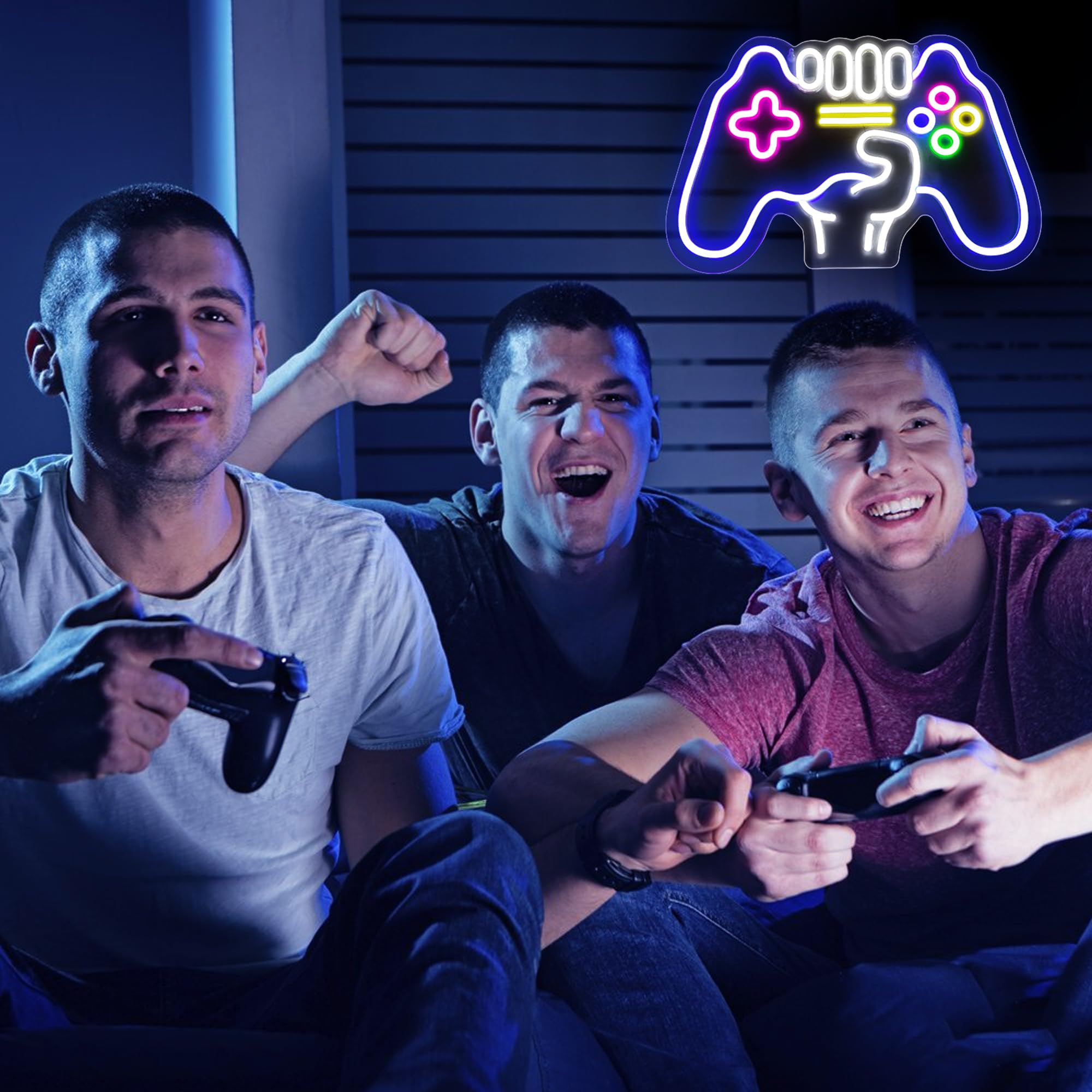HancraStore Gamer Neon Sign - Controller Shape, Dimmable Wall Decor - Silicone, Gamer Neon Sign, Model HancraStore-117