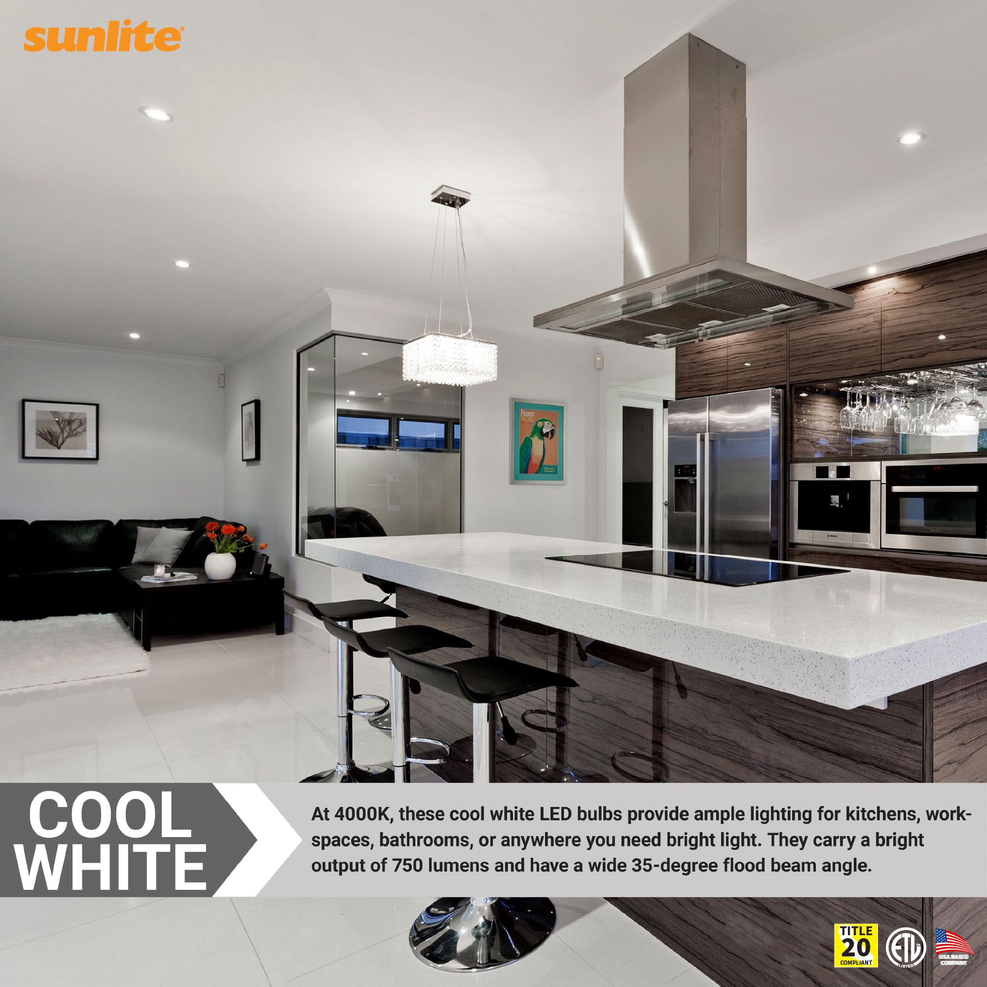 Sunlite LED PAR30 Reflector Bulb, 9W (75W Equivalent), 750 Lumens, Dimmable, 90 CRI, 4000K Cool White, Medium E