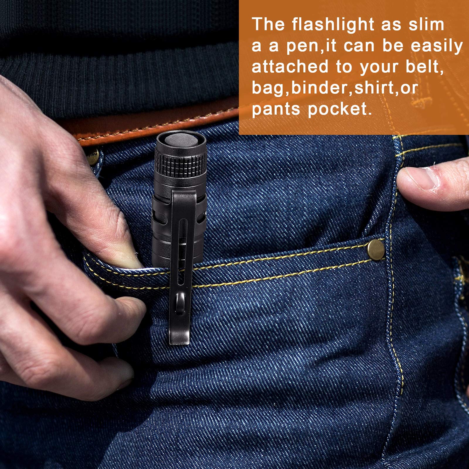 Honoson LED Pocket Pen Light Flashlight, Mini Handheld, Aluminum, Black, Model: Honoson-Pen Lights -06, 12 Pieces