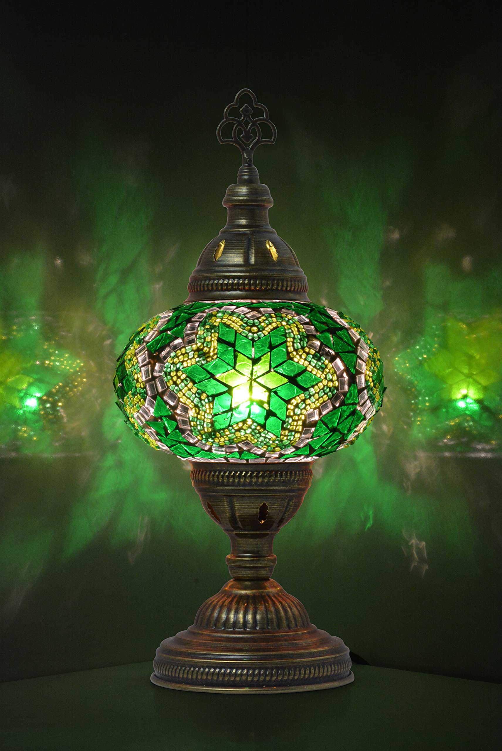 Mozaist Turkish Mosaic Table Lamp - Antique Moroccan Decorative Glass Bohemian Vintage Shade, Small Desk Tiffany Bedside Stained