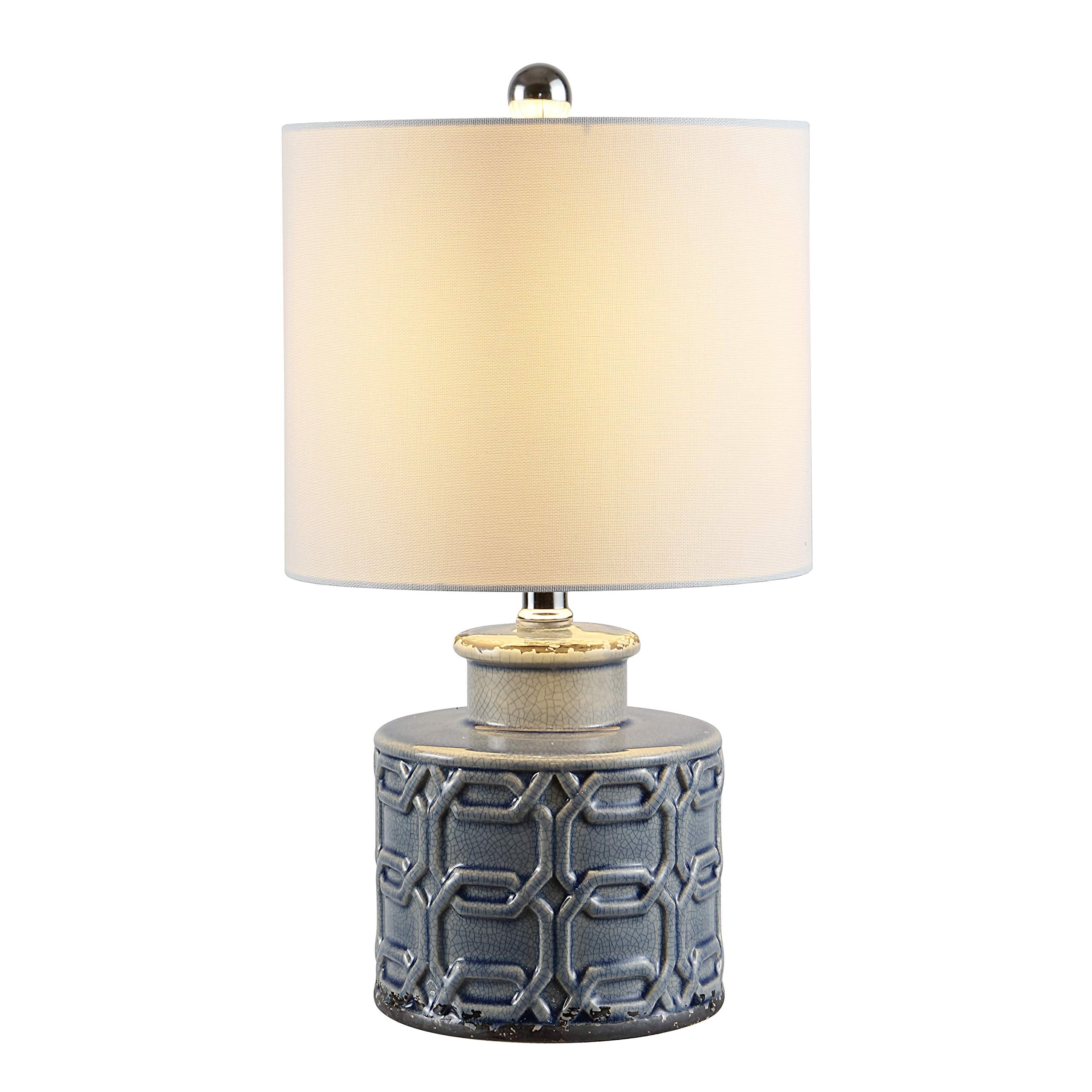 SAFAVIEH Lighting Collection - Bijou Blue Ceramic Table Lamp, Modern Contemporary Knot & Coin Design, LED Bulb Included (TBL4267