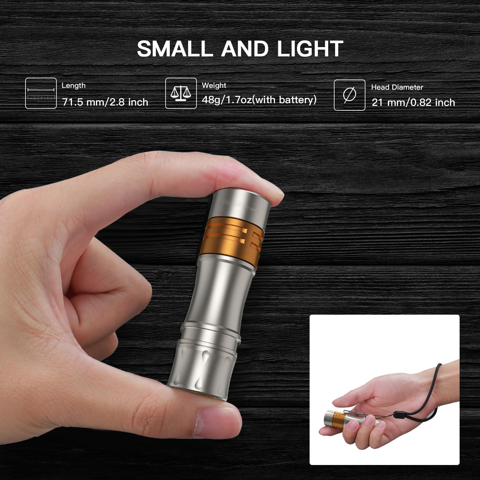 Wurkkos Ts10 V2 Titanium Edc Flashlight, 4000K, 1400 Lumens, Rechargeable,