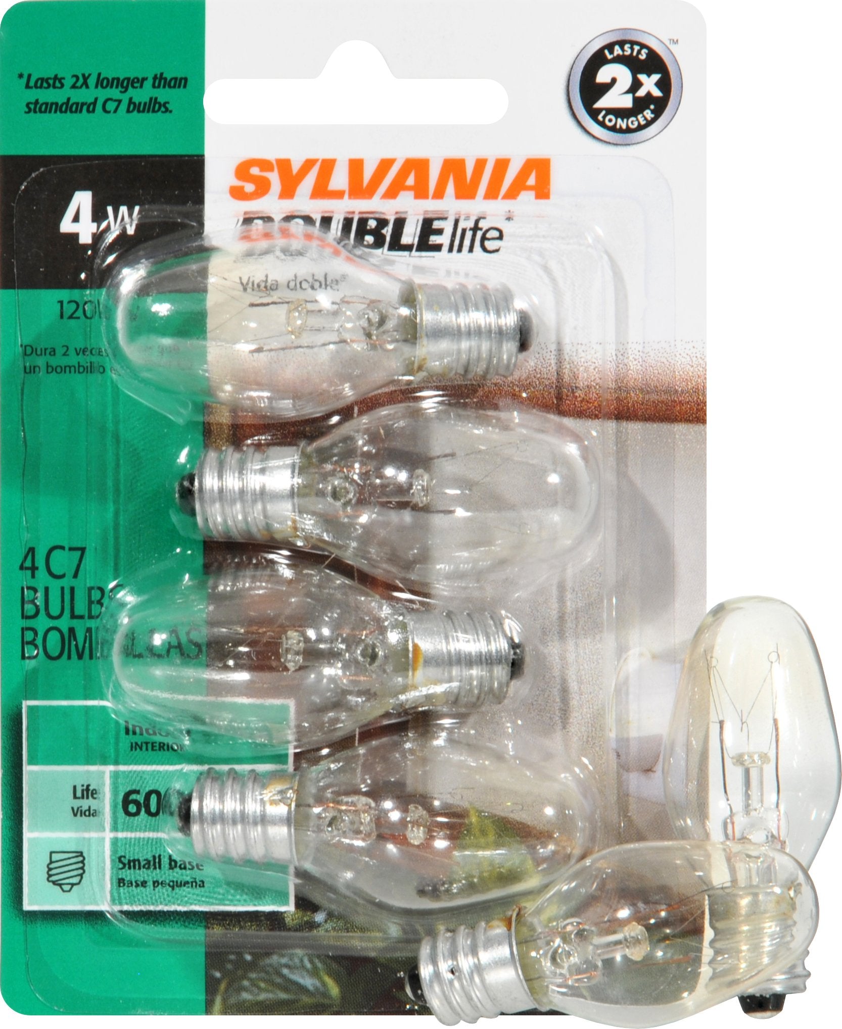 LEDVANCE Sylvania C7 Incandescent Light Bulbs, 4-Pack, Candelabra Base, Model 13523, Copper Material