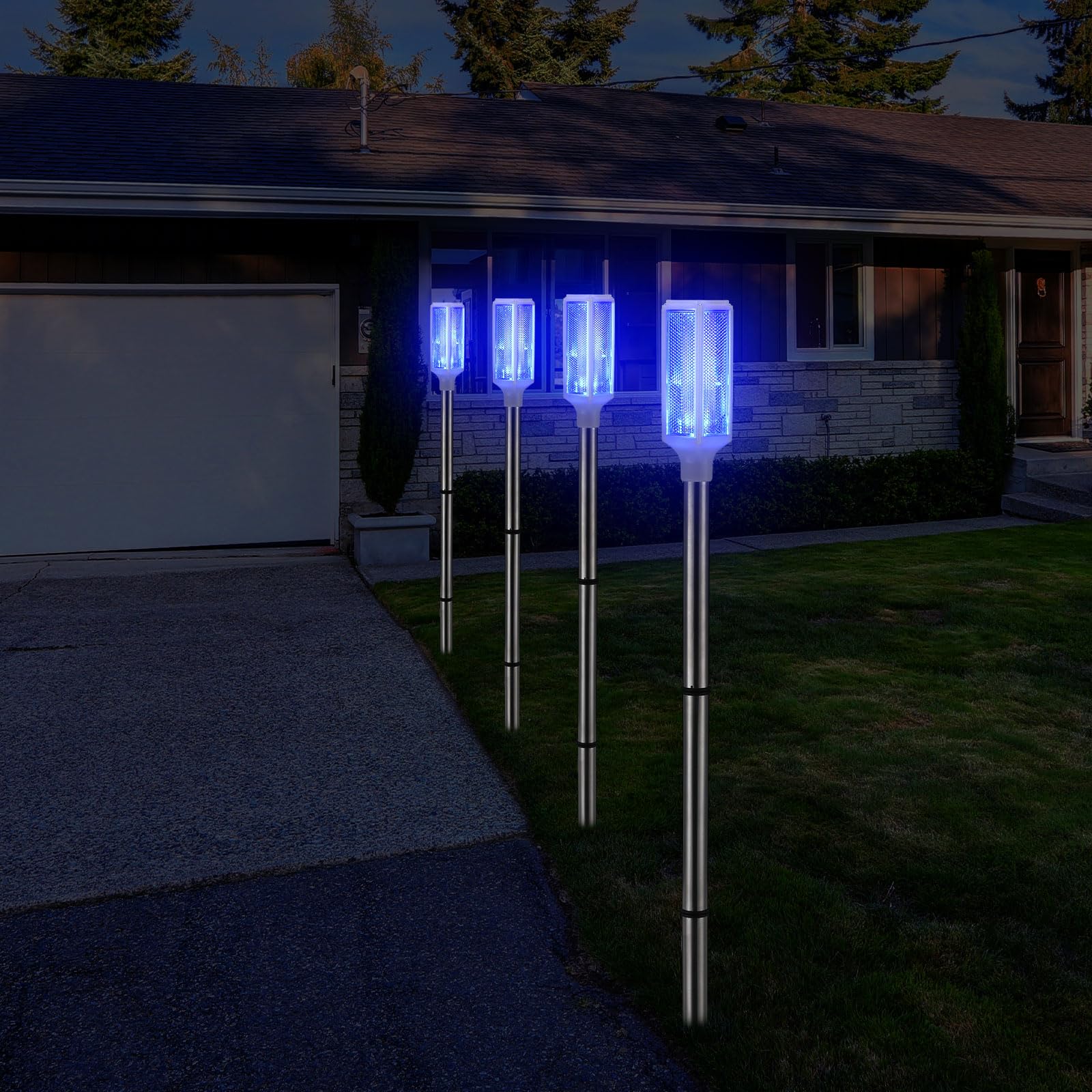 Baquler Solar Powered Driveway Markers - 10 Pcs Reflective Lights for Outdoor Use, Blue, Model: Markers-Baquler-06