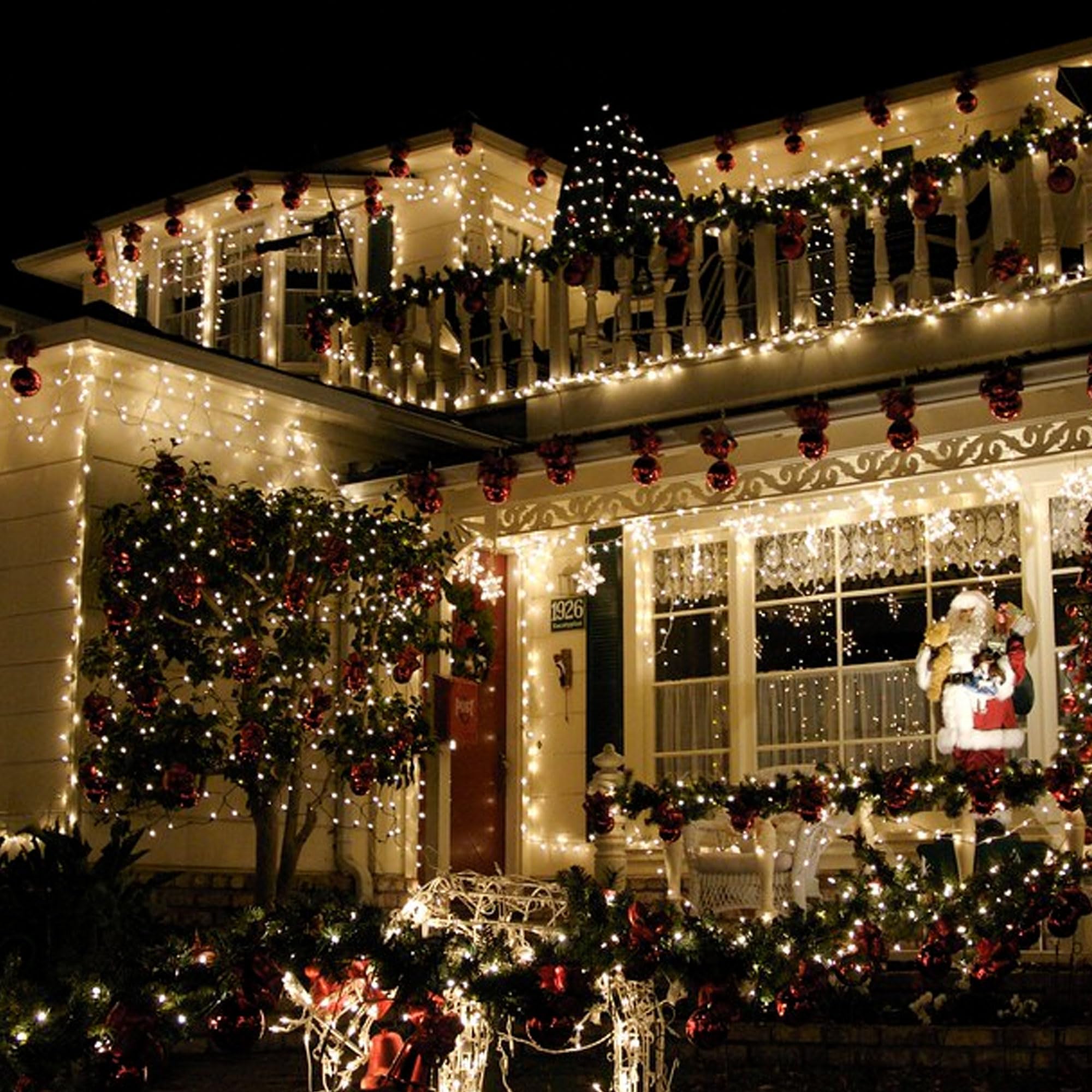 TW SHINE 200 LED Outdoor Christmas Lights, Waterproof, 66FT, Warm White, 8 Modes, Model HB-200COI