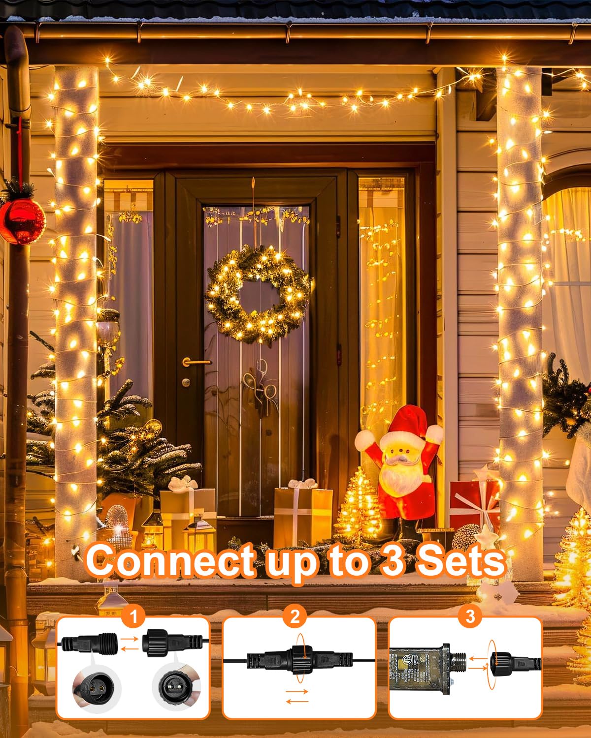 125Ft 380 Led Warm Christmas Lights, Plug In Christmas String Lights Connectable, Timer & Memory, Waterproof Twinkle Tree Light