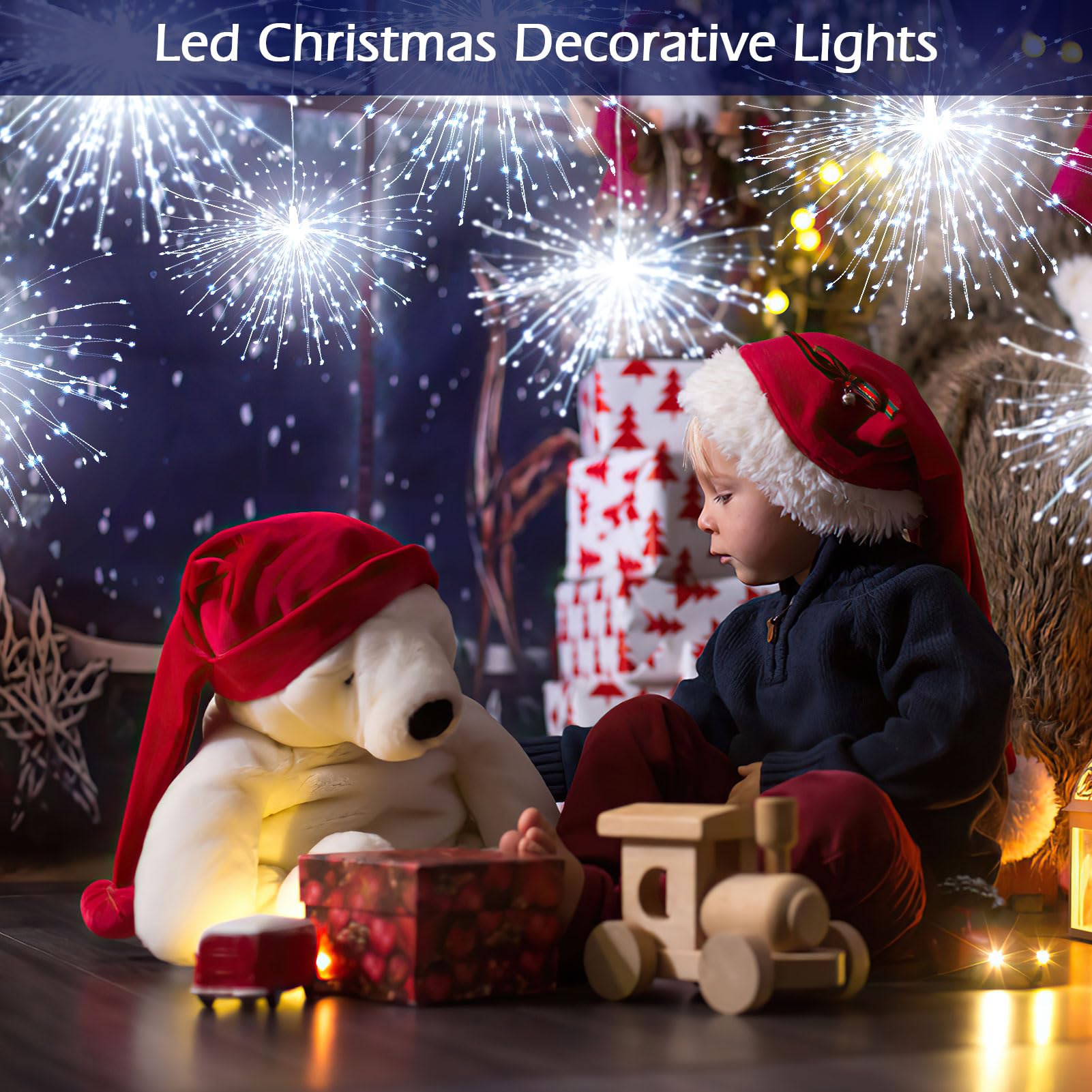 LetsFunny Fairy String Lights, 225 LED, 8 Modes, Dimmable, 4 Pack, Cool White, Copper, Model LH-BOM-YHD225