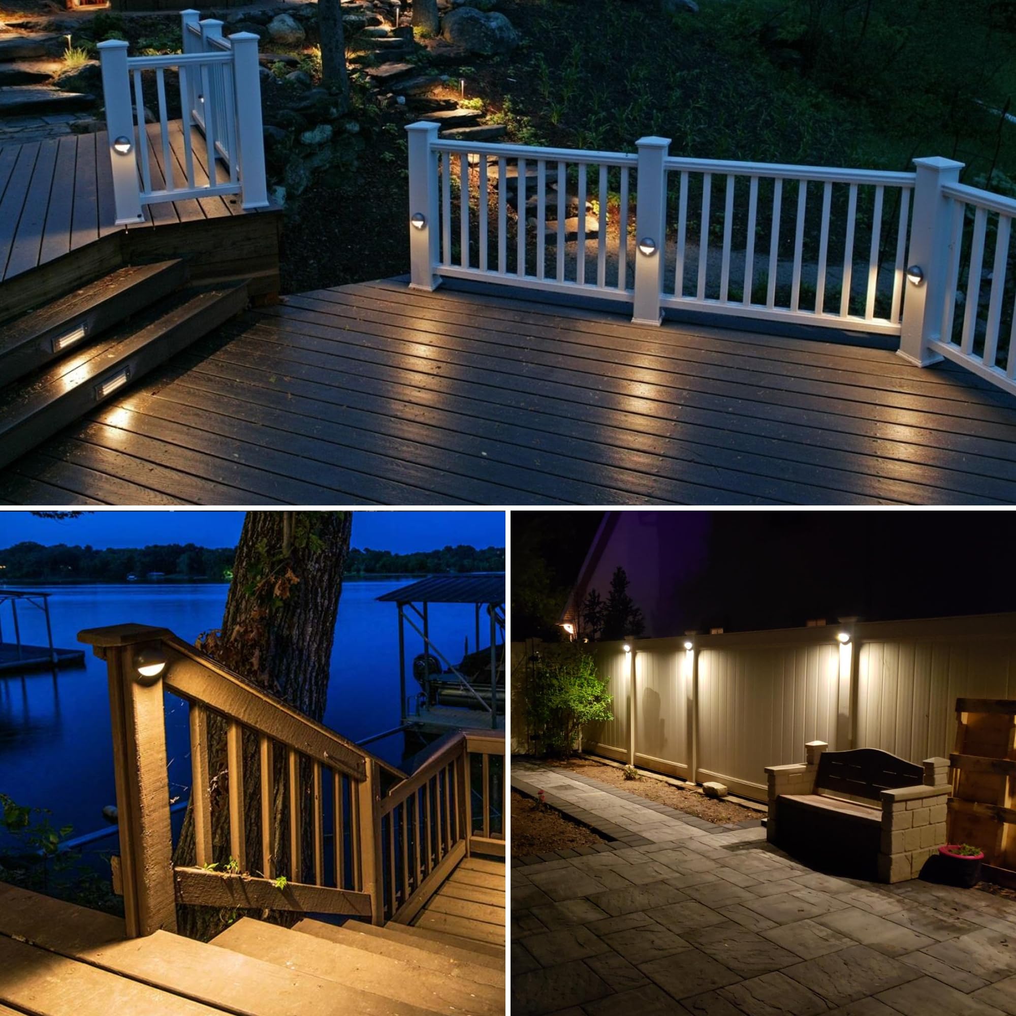 SUNVIE Low Voltage Deck Lights, 5W LED Warm White, 8 Pack, Aluminum, 3000K, 12-24V AC/DC, ETL Listed, Model 603