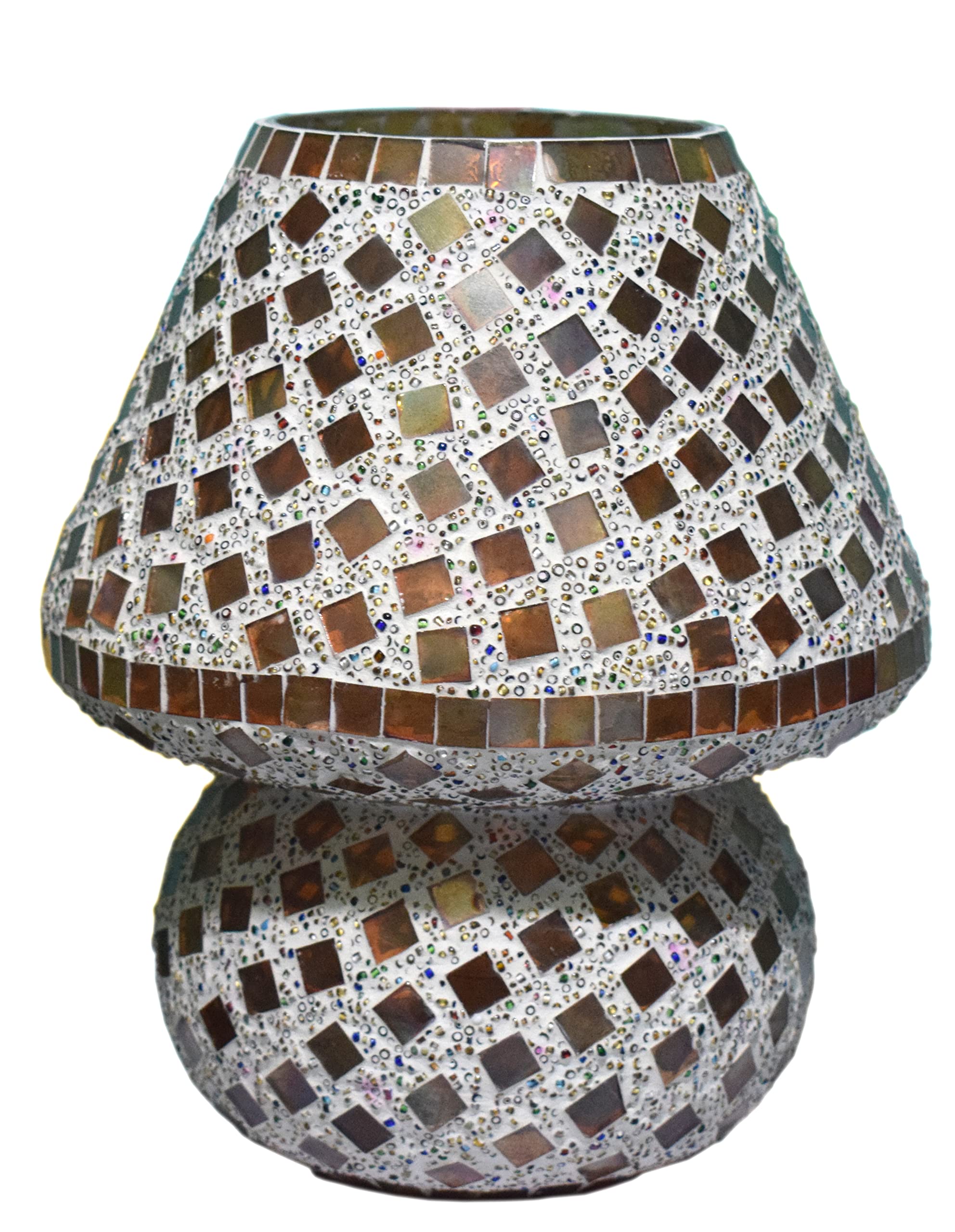 CRAFTVERRE Mushroom Shaped Mosaic Glass Lamp for Home/Office/Festival Decoration (Bulb Not Included) (Table Lamp - 03, 23 cm)