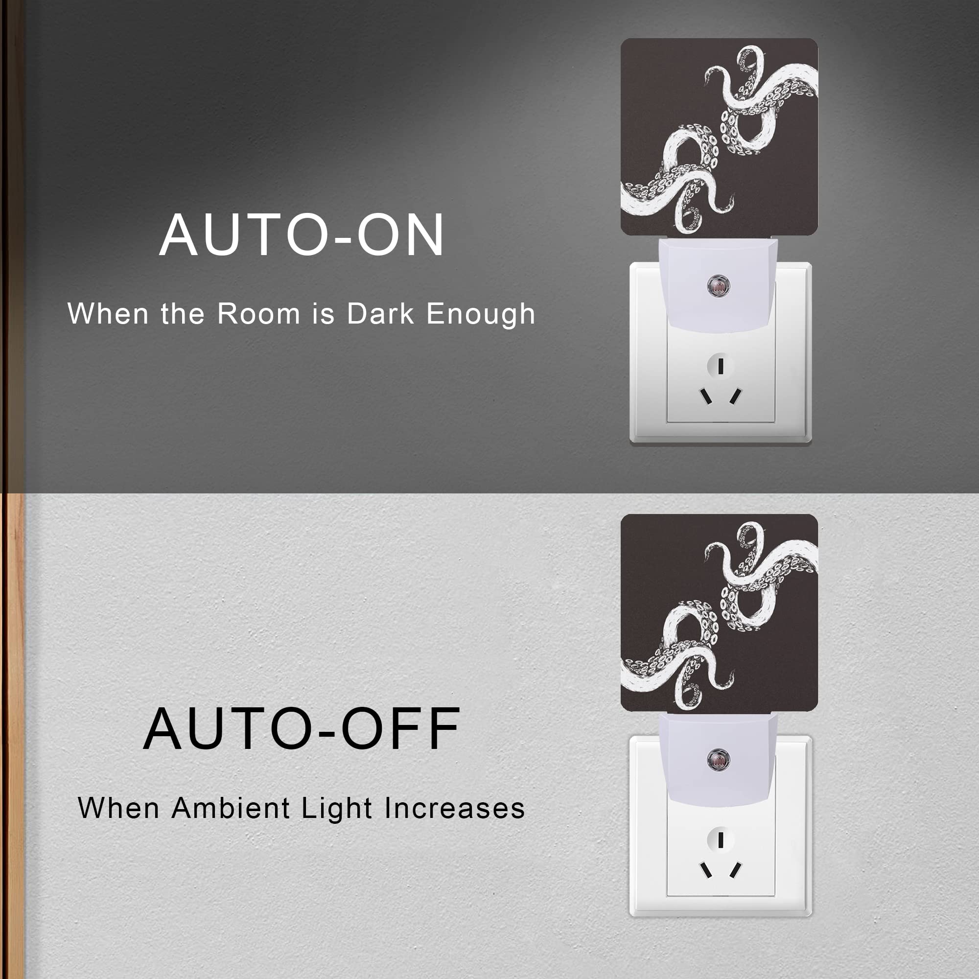 Smoaffly Octopus Night Light Plug-in LED Auto Sensor Lamp for Nursery, Dusk-to-Dawn, Model XD-FXYD-LST10, Acrylonitrile Butadiene Styrene