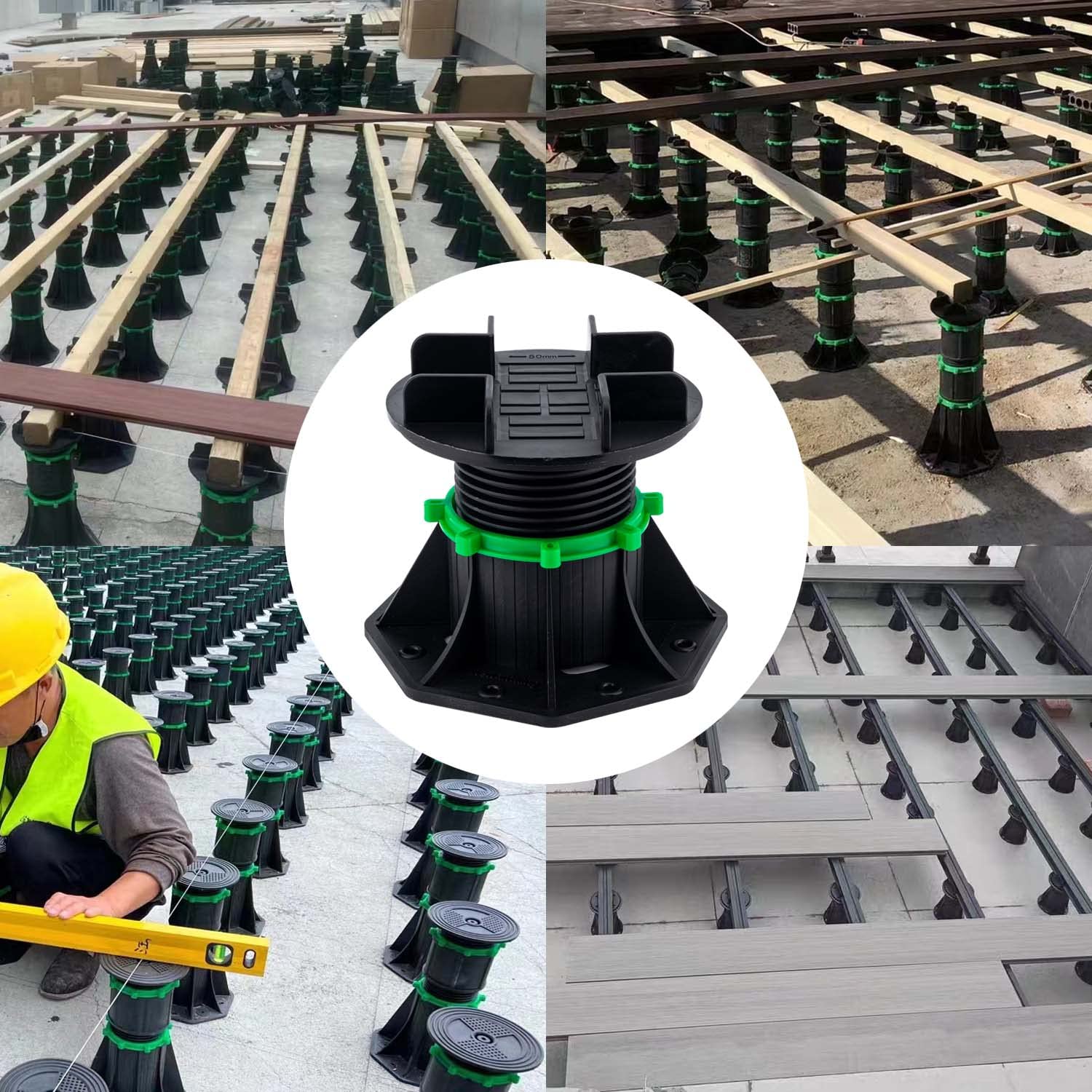 Phlkjl 8Pack Adjustable Plastic Pedestal Paver,Floor Slate Support Floor Lift,Deck Support Floor Raising (Bilateral Keel Card Slot)
