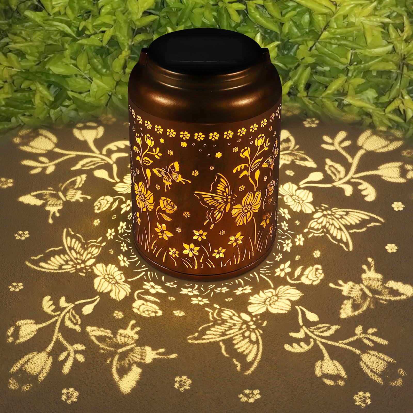 Solar Lantern Outdoor Hanging Lights Christmas Birthday Gifts For Women Mom And Grandma Butterfly Flower Metal Garden Decor Outside Waterproof Led Solar Lanterns For Patio, Yard, Pathway,Landscape