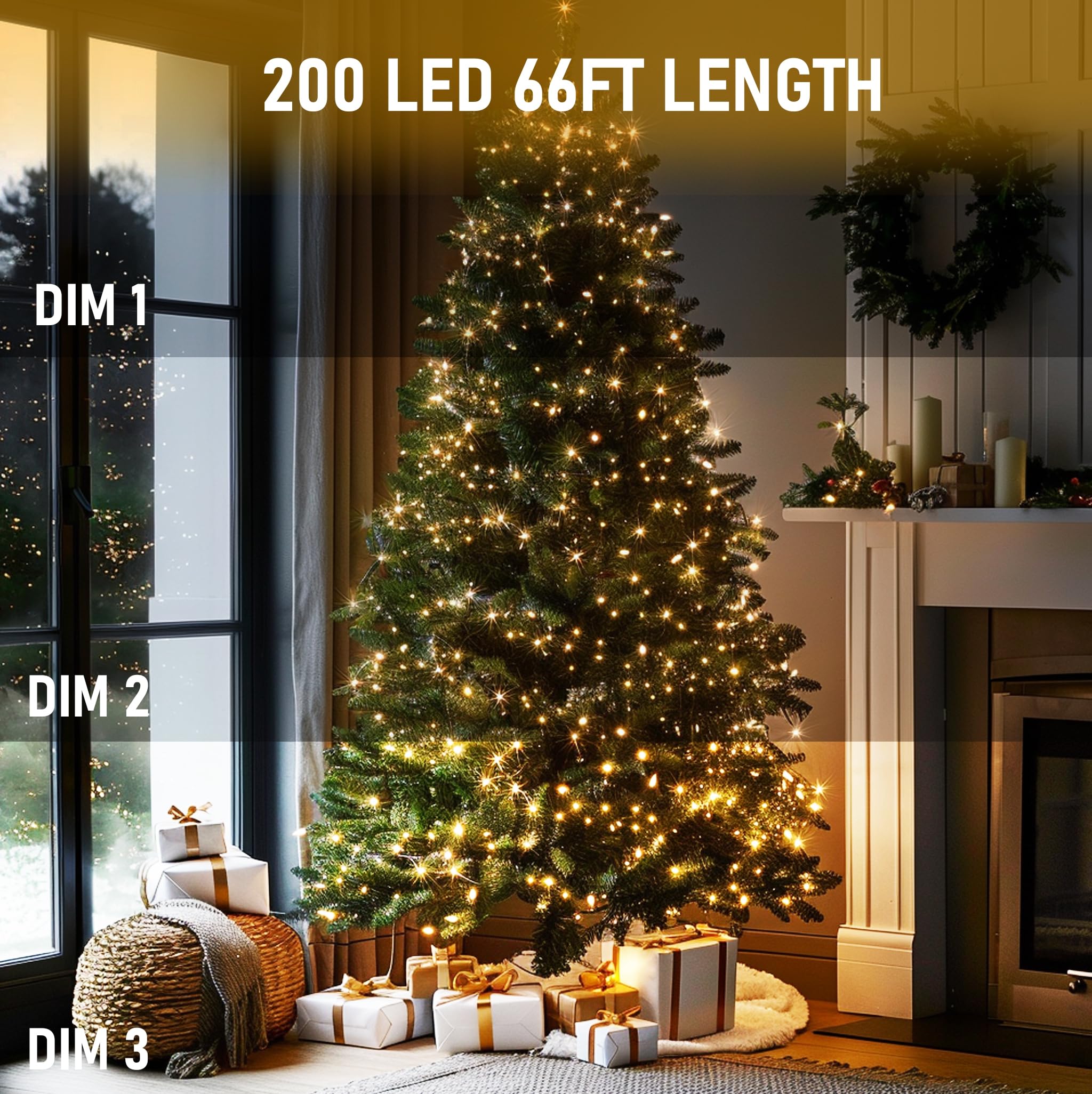Tw Shine Color Changing Christmas Lights, 66 Ft 200 Led Warm White & Rgb String Lights With Remote, Waterproof, Outdoor & Indoor