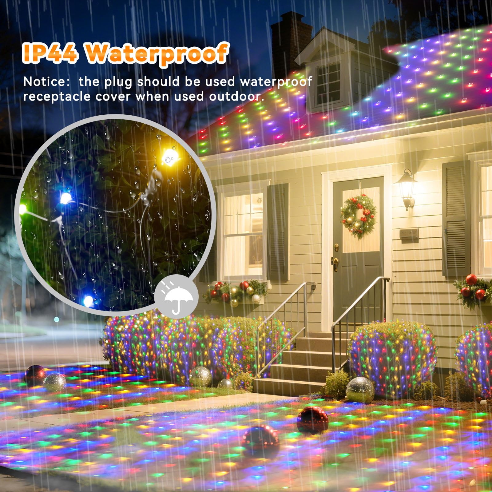 360 Led Colorful Christmas Net Lights Outdoor 8 Modes  21Ft X 5Ft Waterproof Mesh Lights Giant Net Light Mulitcolored Fairy Christmas Light Green Wire Connectable For Bushes Tree Garden Home Party