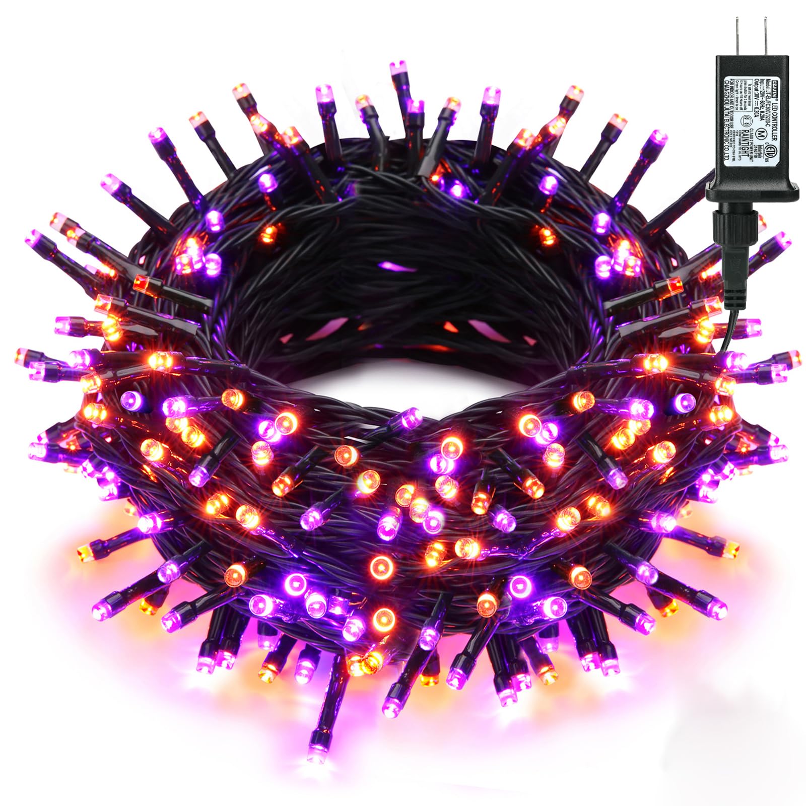 Brizled LED Halloween Lights, Extra Long 328FT 1000 LED Halloween Lights, Orange & Purple Light String 8 Modes Waterproof, Plugi