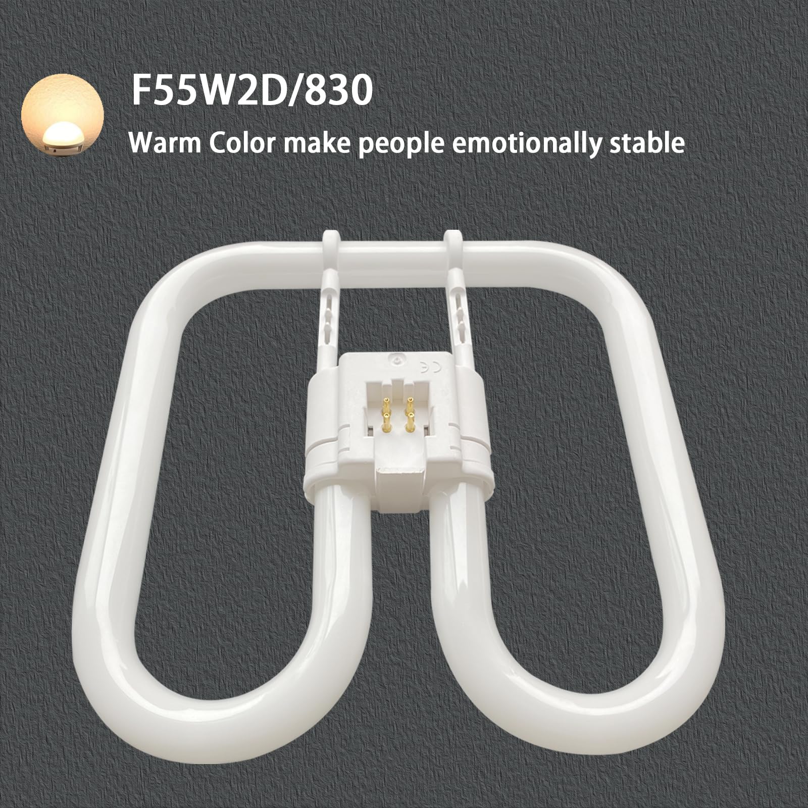 KosunRefill 55W Fluorescent Replacement Bulb F55W2D/830, Warm White, 4-Pin GRY10Q-3 Base, for G E General Electric