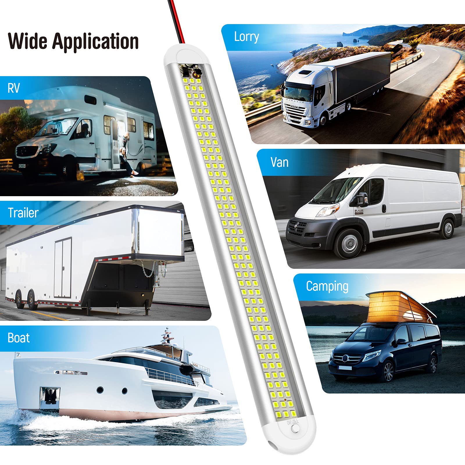 12V Led Interior Light Bar,Ct Capetronix 120Leds 1500Lm 8W Dc 12 Volt Led Strip Lights With On/Off Switch,For Enclosed Cargo Tra