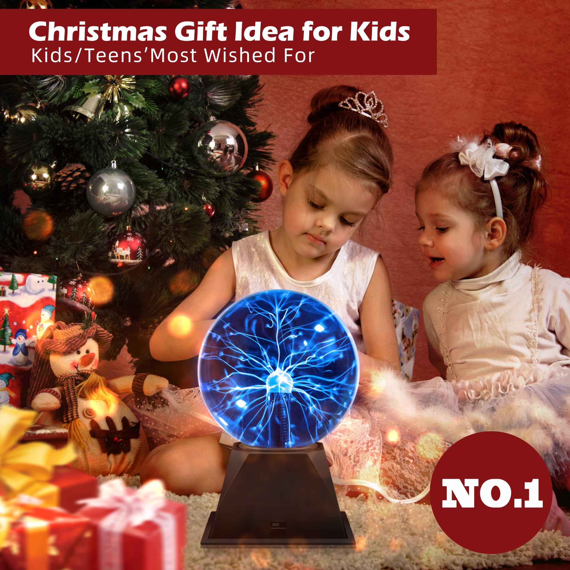 Flashmen Plasma Ball Lamp 5 Inch Science Toy Touch & Sound Sensitive Plasma Globe Extra Large Lightning Ball Bedroom Decor Lamp Novelty Present