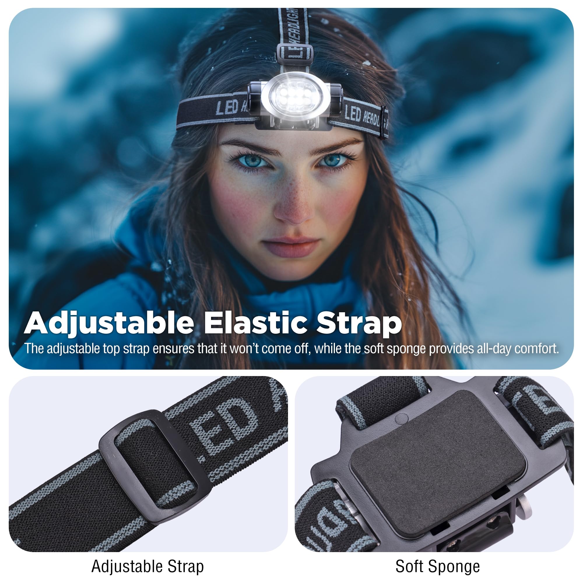EverBrite LED Headlamp 5-Pack, 4 Modes, Adjustable Headband, Small, Black, Model E001001A, Perfect for Running, Camping, Hiking