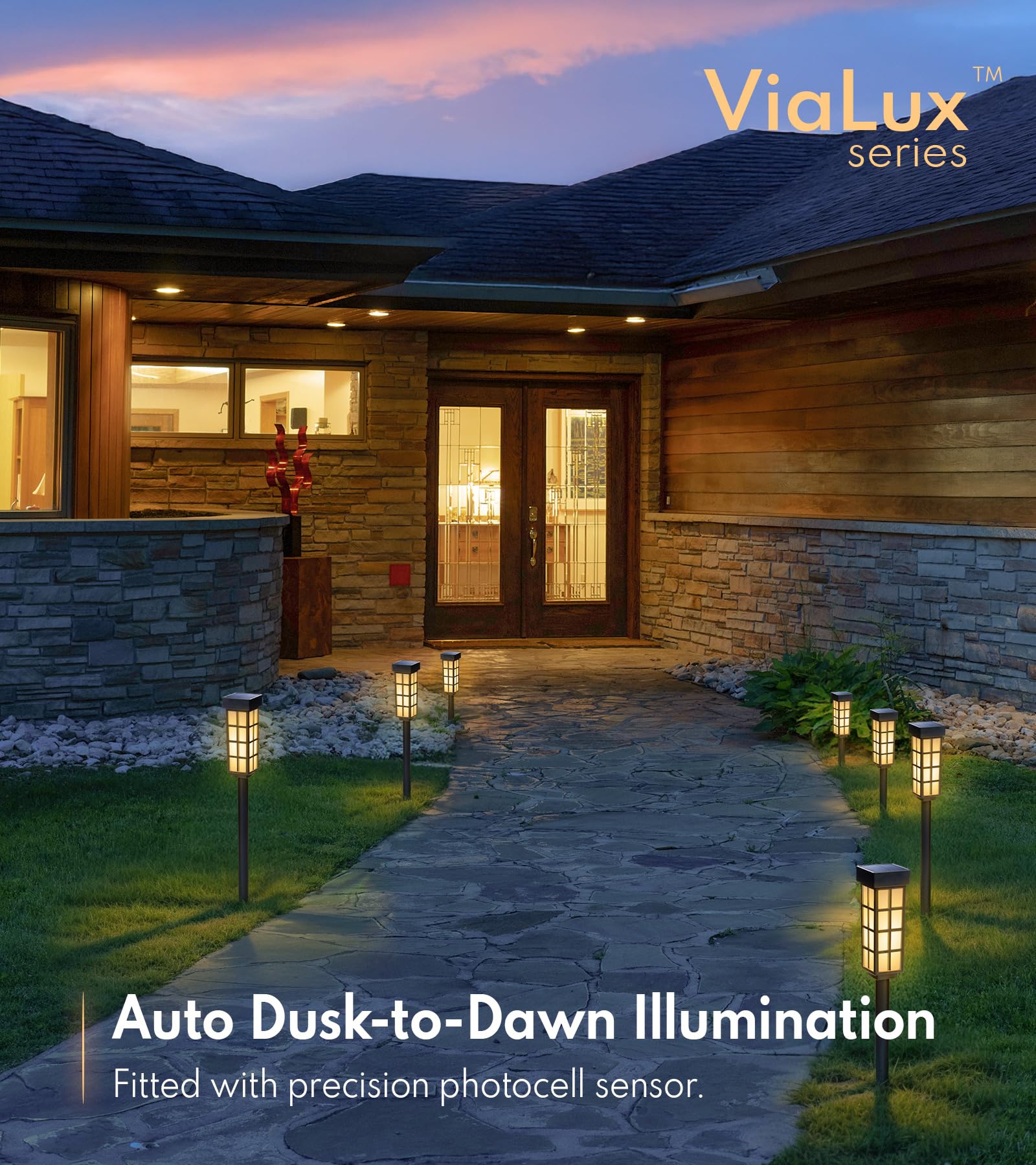 8 Pack Solar Pathway Lights, Led Solar Lights Outdoor, Ip65 Waterproof Outdoor Solar Lights For Yard, Auto On/Off Solar Walkway