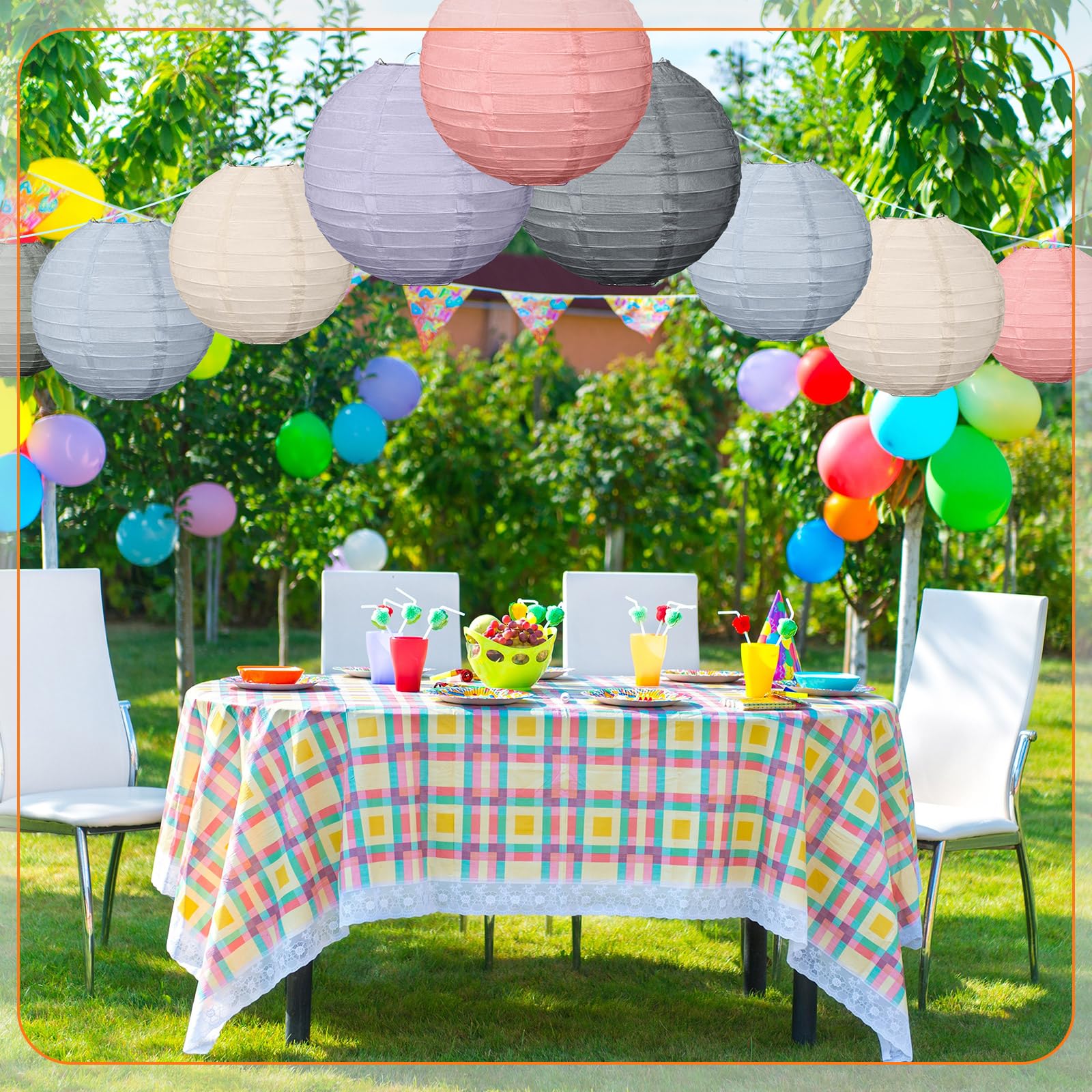 Glooglitter 16 Pcs Back To School Colorful Paper Lanterns Party Decorations 4” 6” 8” 10” Hanging Round Decorative Lanterns For Spring Indoor Outdoor Classroom Birthday Shower Decor, Morandi Color