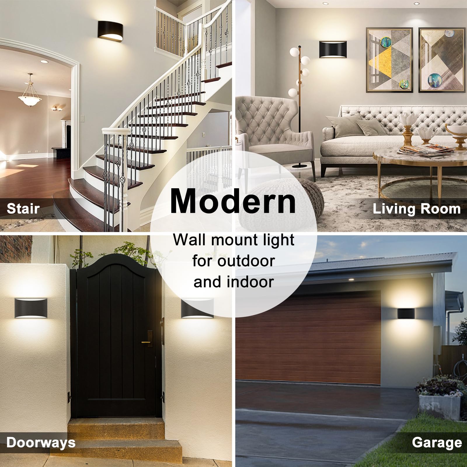 Sobrovo Black Led Wall Sconces 10W Waterproof, Modern Up & Down Light Fixture, 2 Pack