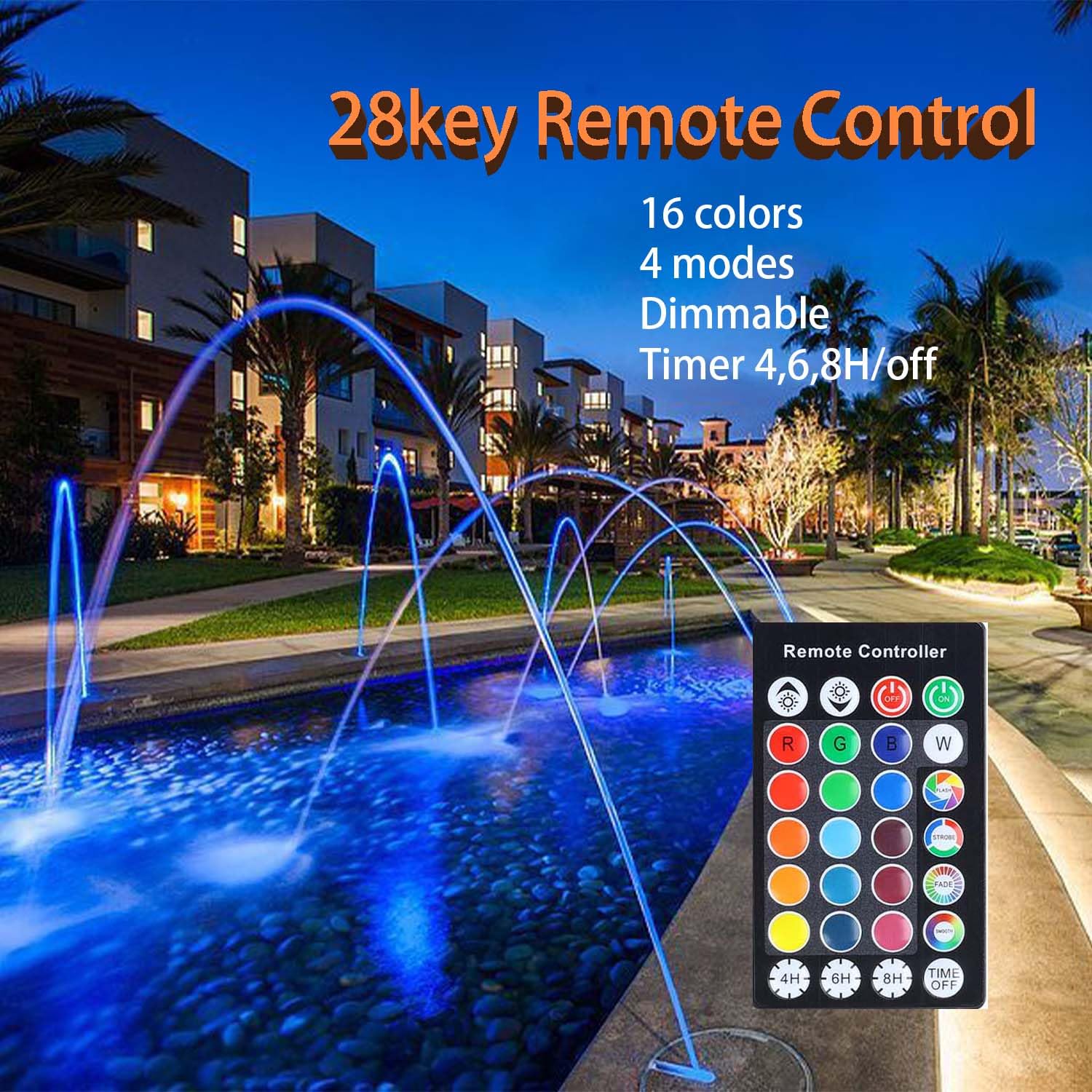 10W Pond Lights With Timer, 900Lm Rgb Spotlights Aluminium Case Underwater Spot Lights Ip68 Waterproof, Dimmable Outdoor Landscape Lights Fish Tank Pond Fountain