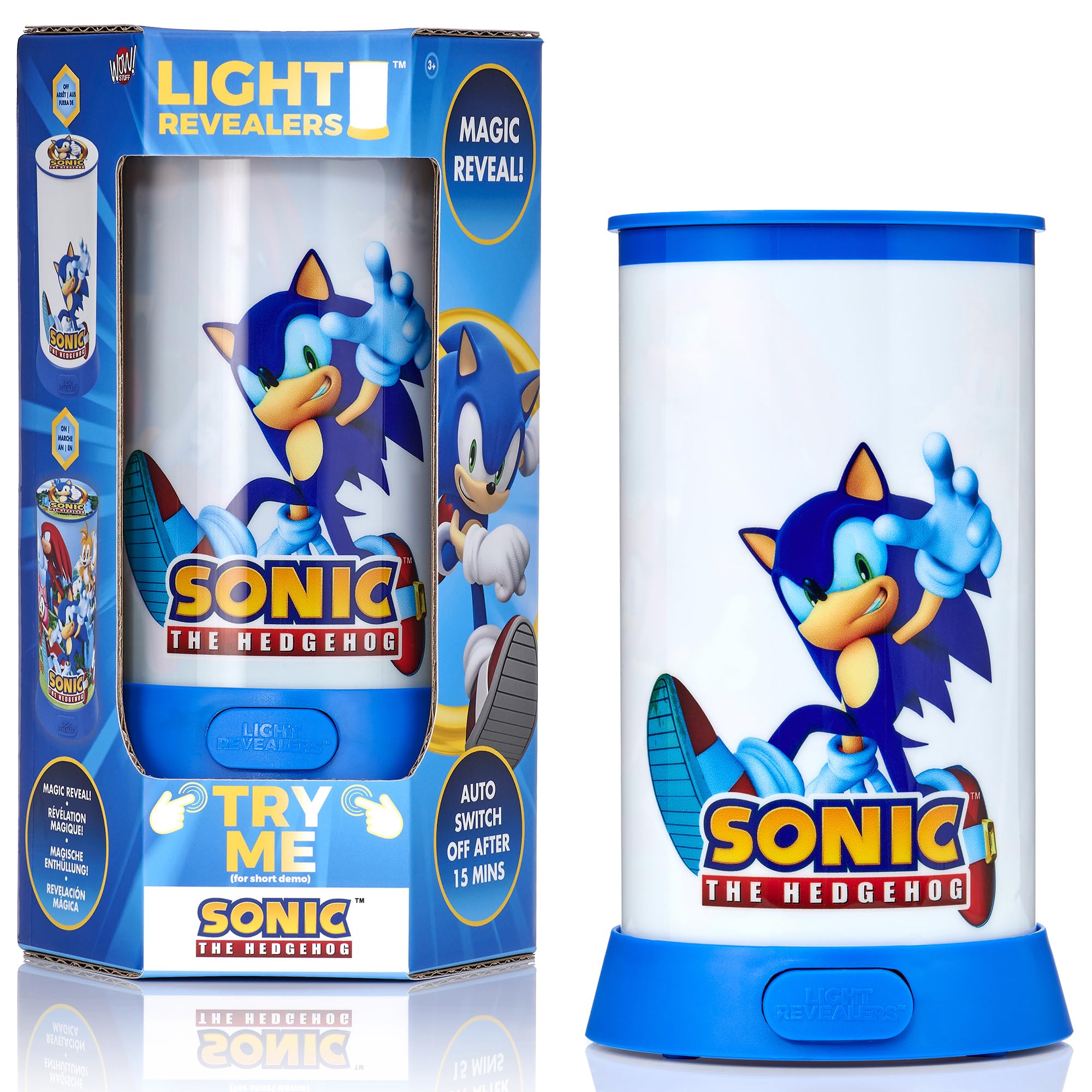 Wow Stuff! Light Revealers Lamp - Sonic The Hedgehog - 7.5 Night Light  360 Image Scene & Character Reveal  Auto-Off  Illuminating Kids Room Decor