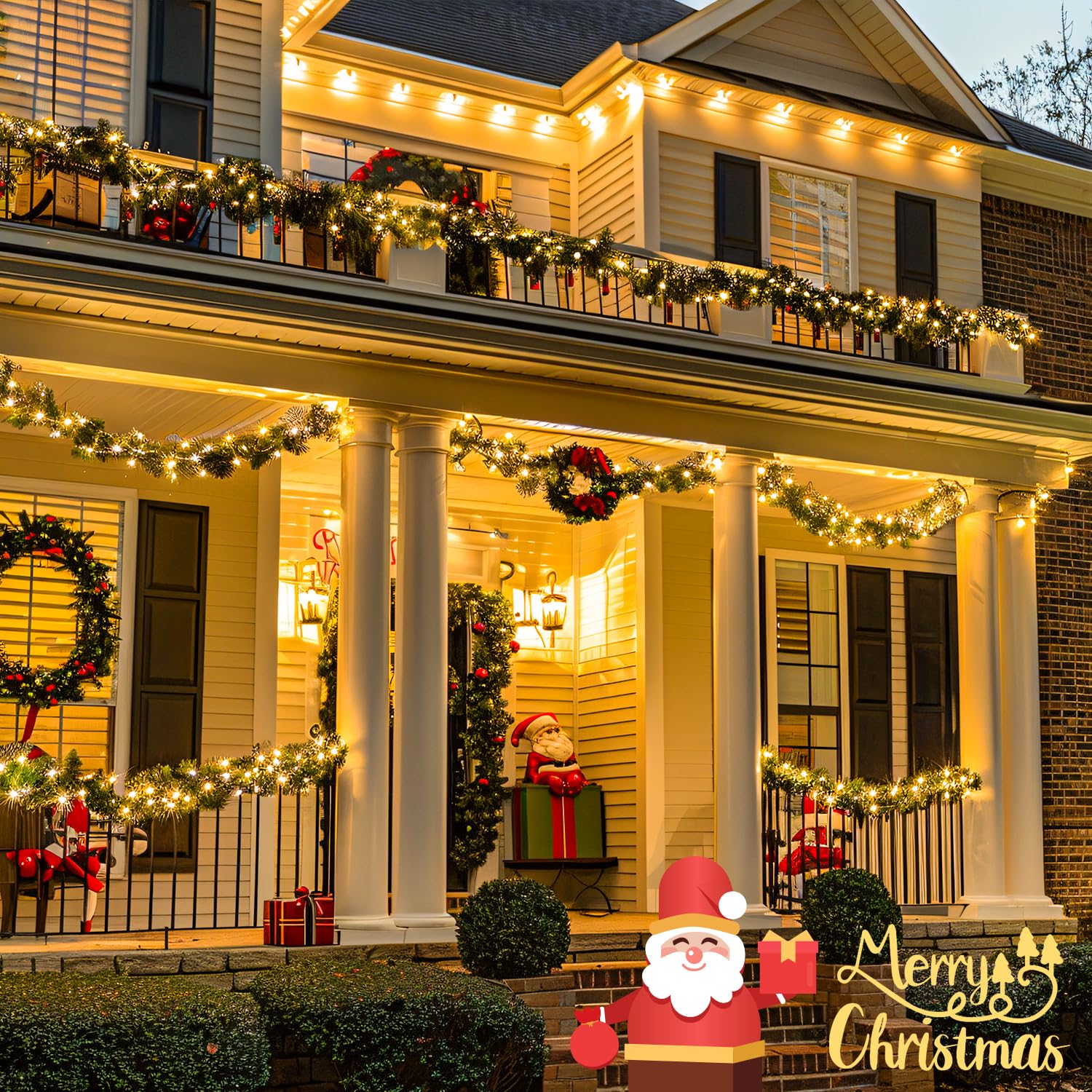 JMEXSUSS Solar String Lights, 100 LED, 33ft, Warm White, 2 Pack, Copper, Model EXS-S-0100 for Outdoor Christmas Tree, Yard, Garden,