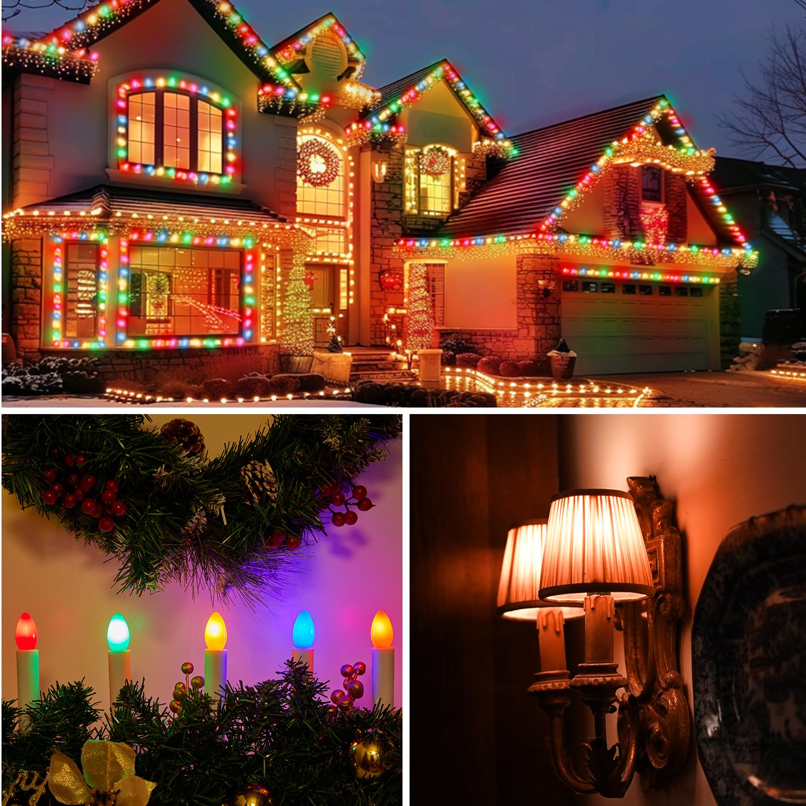 25 Pack C7 Multicolor Led Christmas Light Bulbs  Replacement Light Bulbs For Christmas String Lights  E12 Candelabra Base  Commercial Grade Holiday Bulbs For Outdoor Indoor Decor Lighting