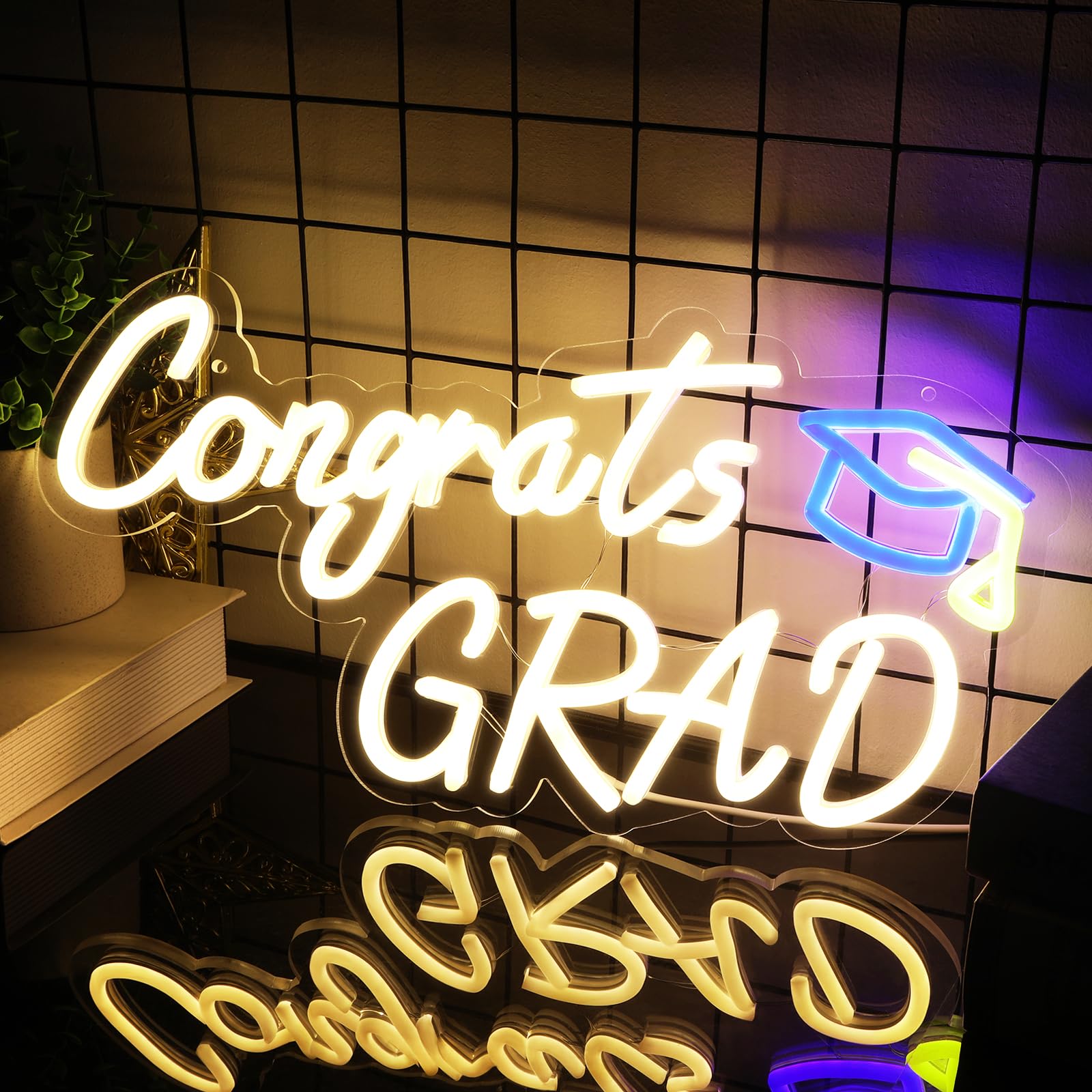 Hmasyo Congrats Grad Neon Sign With Cap  Graduation Decorations 2025 Congrats Led Sign Wall Decor Class Of 2025 Party Room Dorm Backdrop Celebration Gifts  Warm White  Usb Powered  Dimmable