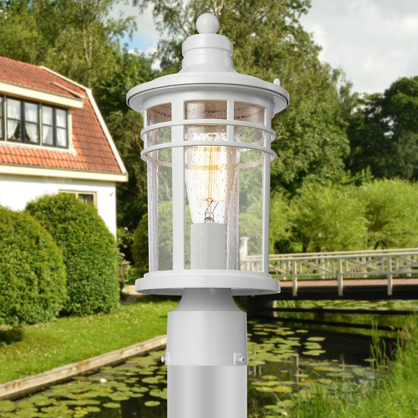 Darkaway Outdoor Post Lights, Waterproof Aluminum Lamp Posts, 2 Pack, Medium Size, White, Model 6X20P-2PK WH