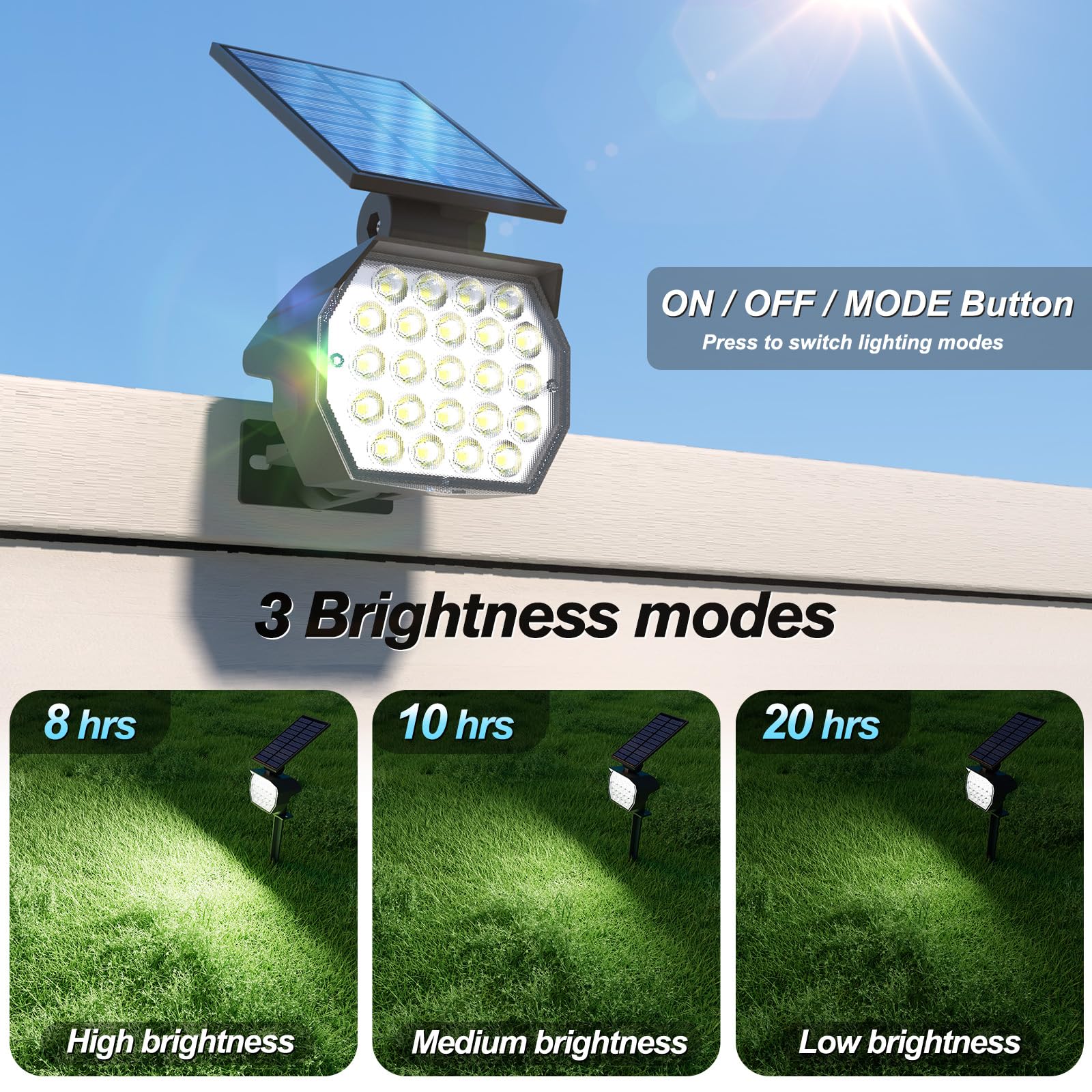 Aponuo Solar Spot Lights Outdoor Waterproof 8 Pack Ip67,23 Led 3 Lighting Modes Solar Landscape Lights Outdoor For Yard Garden H