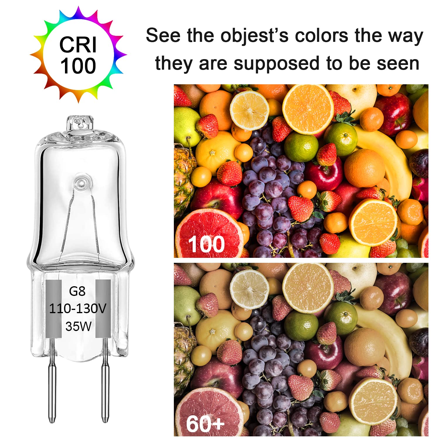 Taiyaloo G8 Halogen Light Bulbs 35W Dimmable 120V G8 Base 2Pin Xenon Bulb T4 Jcd Type Warm White Under Cabinet Puck Lighting Replacements(12 Pack)