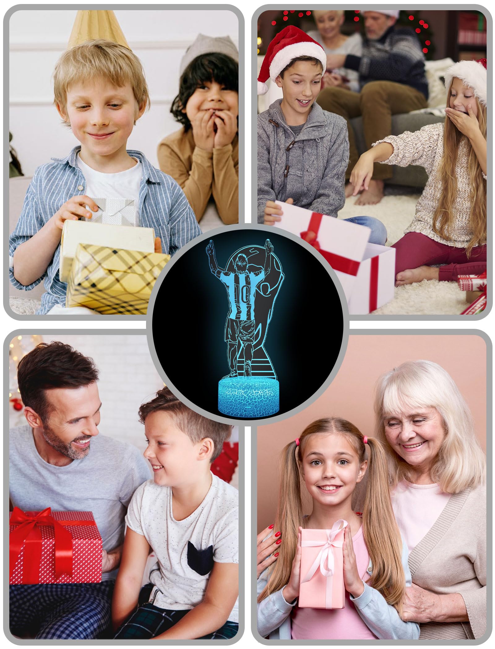 Arerg Soccer Player #10 3D Illsuion Lamp For Boys,16 Colors Changing Dimmable With Remote Soccer Room Decor Light, Creative Gifts For Soccer Fans Kids Teens Men Birthday Christmas