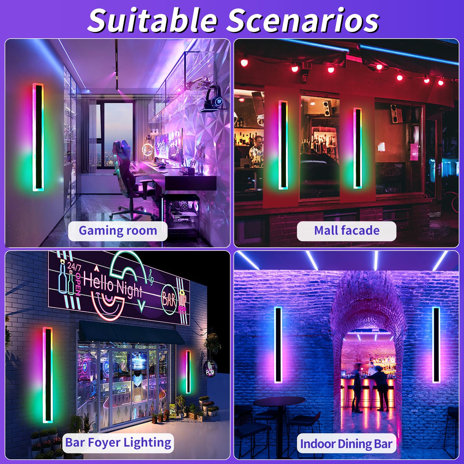 Mikeru Modern Outdoor Light Fixture, 57Inch Modern Rgb Outdoor Wall Light 10%-100% Dimmable With Memory Function Long Outdoor Po