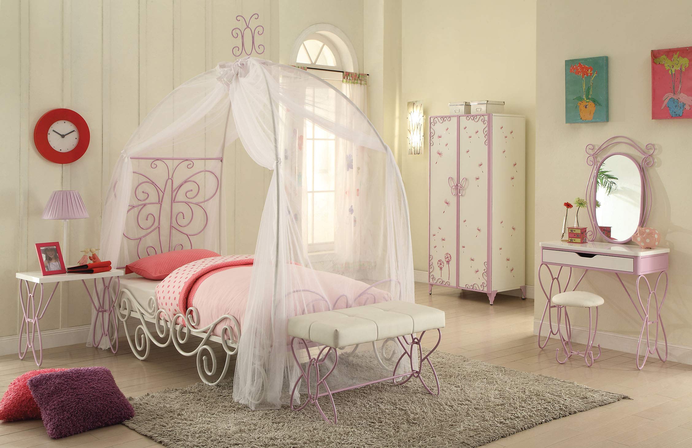 Homeroots White & Light Purple Mdf Vanity Set With High Gloss Finish - Modern Bathroom Furniture
