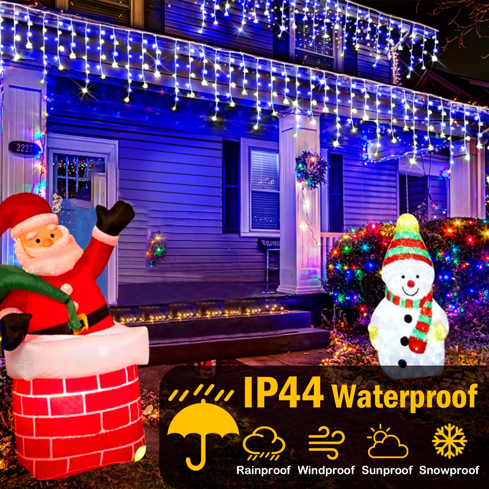 Christmas Lights Outdoor, 164Ft 1600Led 8 Modes Led String Lights Outdoor With 320 Drops, Ip44 Waterproof Timer Memory Function