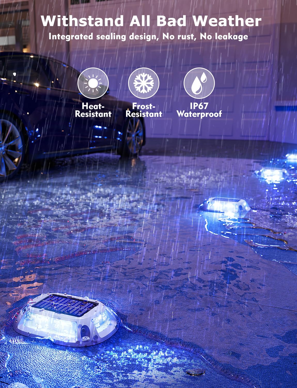 Viodaim 12Modes Multicolor Solar Driveway Lights - Ip68 Marine Dock Lights Solar Powered Waterproof - Led Driveway Markers - Aluminum Alloy Boat Dock Lights - Rgb Deck Step Pathway Light [4Pack]