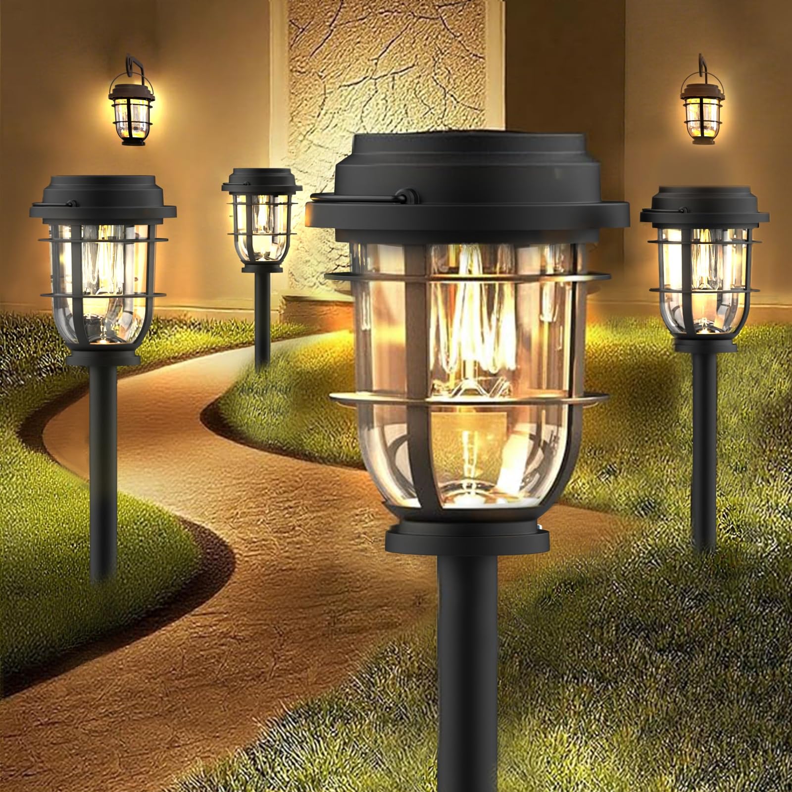 Vuees Solar Pathway Light  Bright Auto Garden Lights Decor - Durable Landscape Lighting For Lawn  Patio  Walkway  Driveway  Housewarming Gift Ideas
